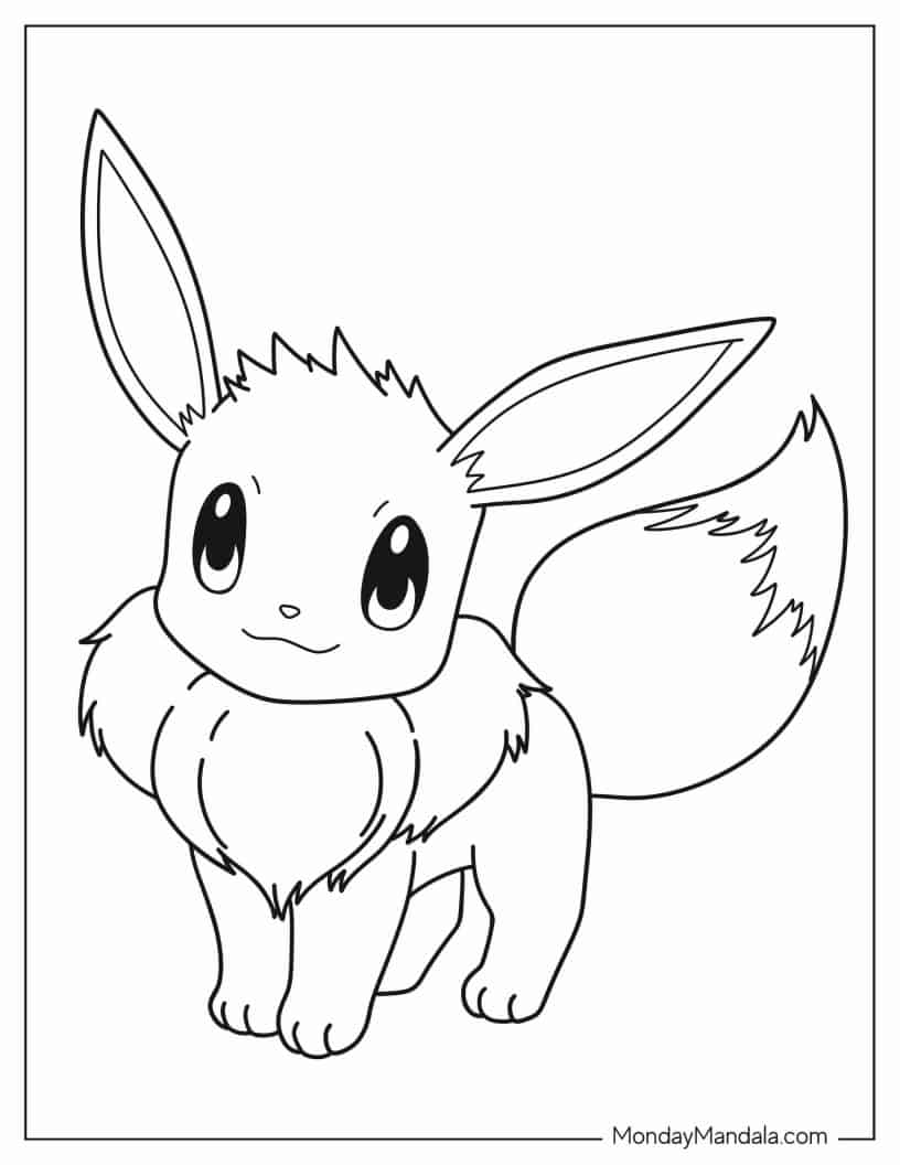 Cute Eevee Pokemon coloring page