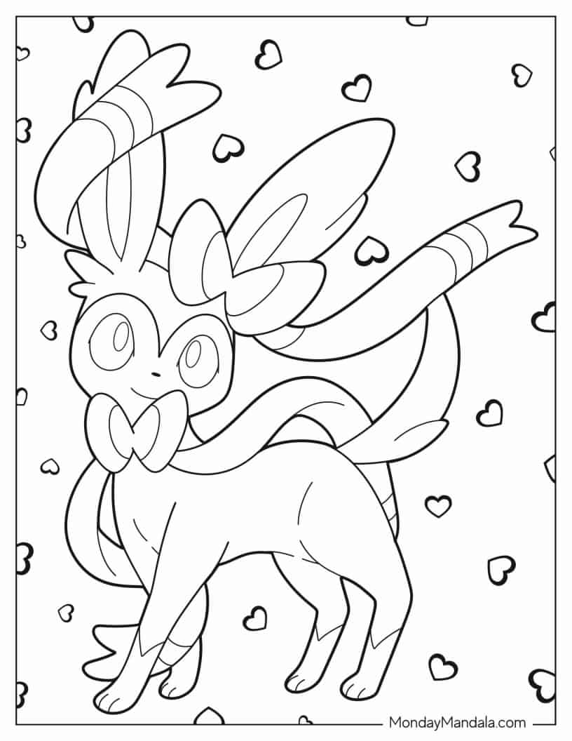 Cute Kawaii Sylveon Coloring Sheet coloring page