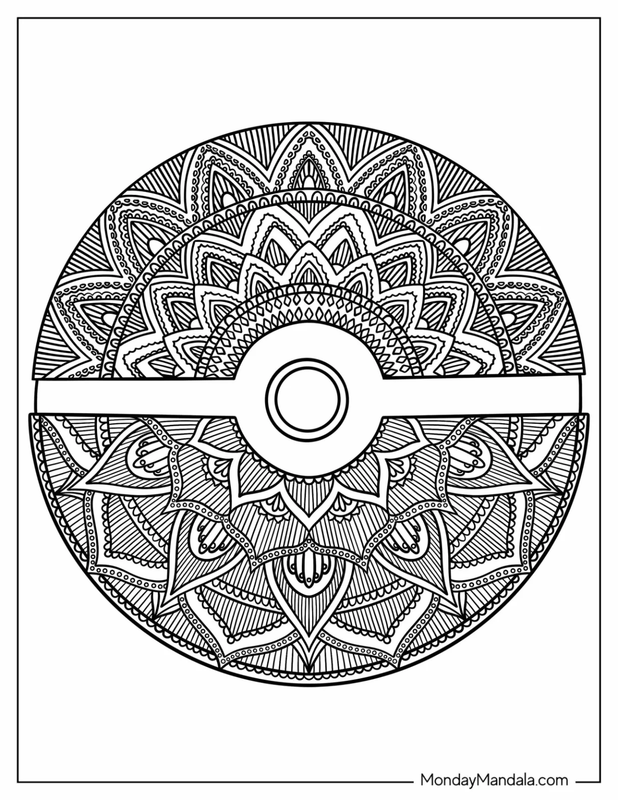 Intricate Pokeball Mandala coloring page