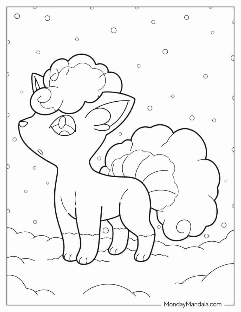 Kawaii Alolan Vulpix In The Snow coloring page