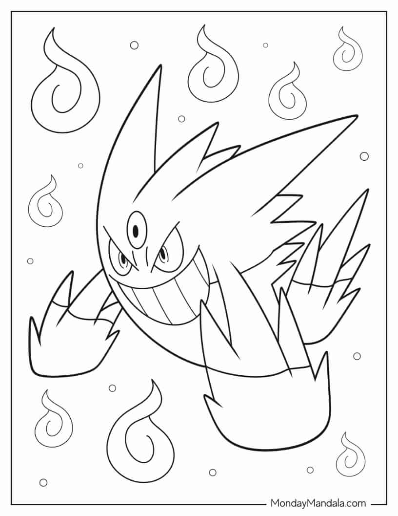 Mega Gengar Pokemon coloring page