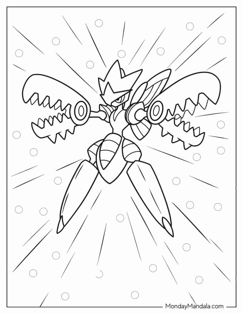Mega Scizor Pokemon coloring page