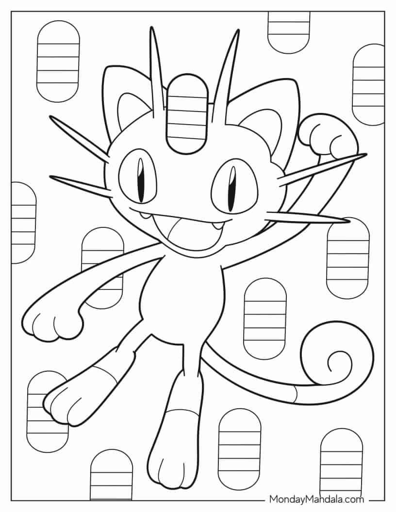 Meowth With Paw Up Coloring Page coloring page