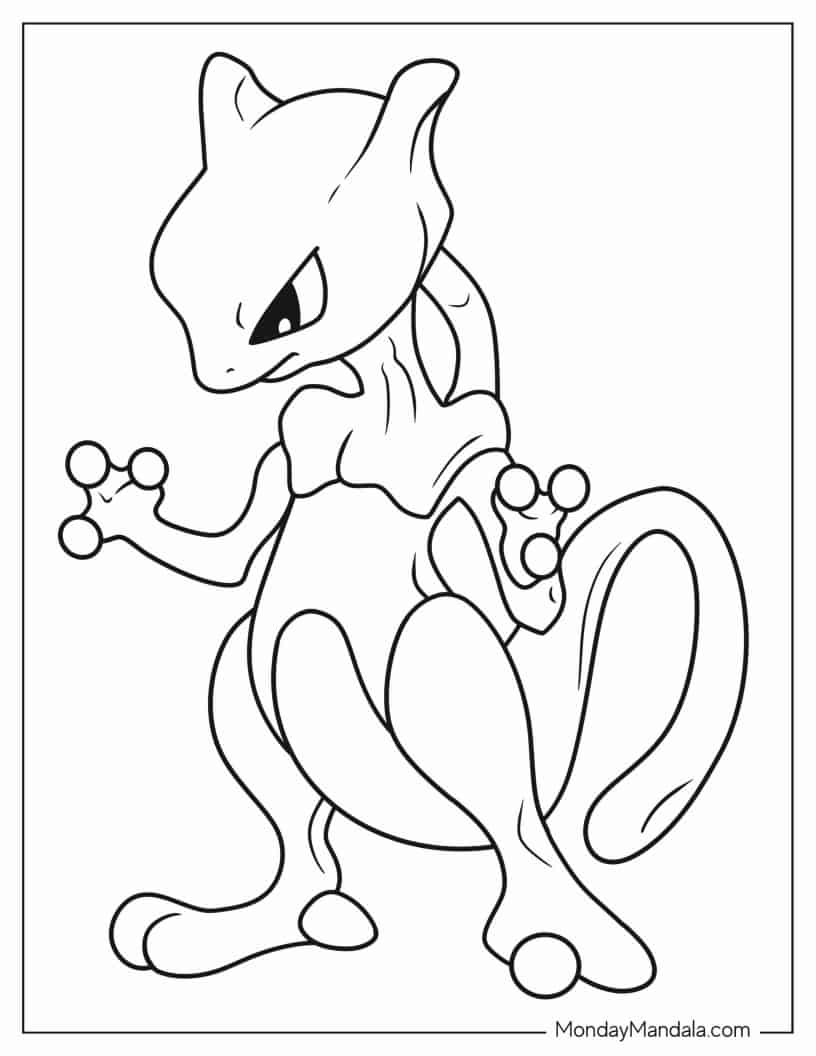 Mewtwo Pokemon coloring page