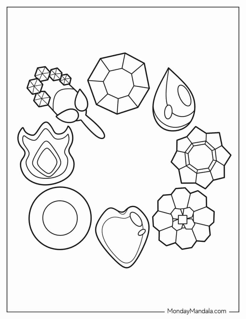 Pokemon Badges To Color coloring page
