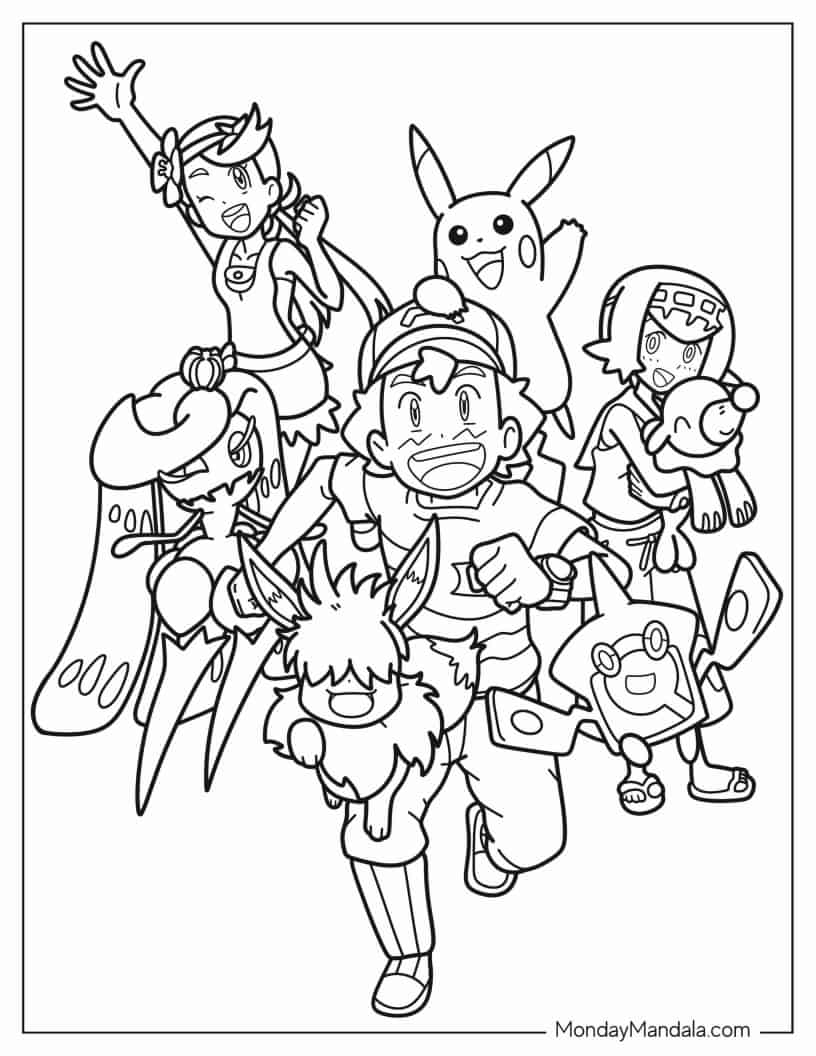 Popular Pokemon Characters And Specimens coloring page