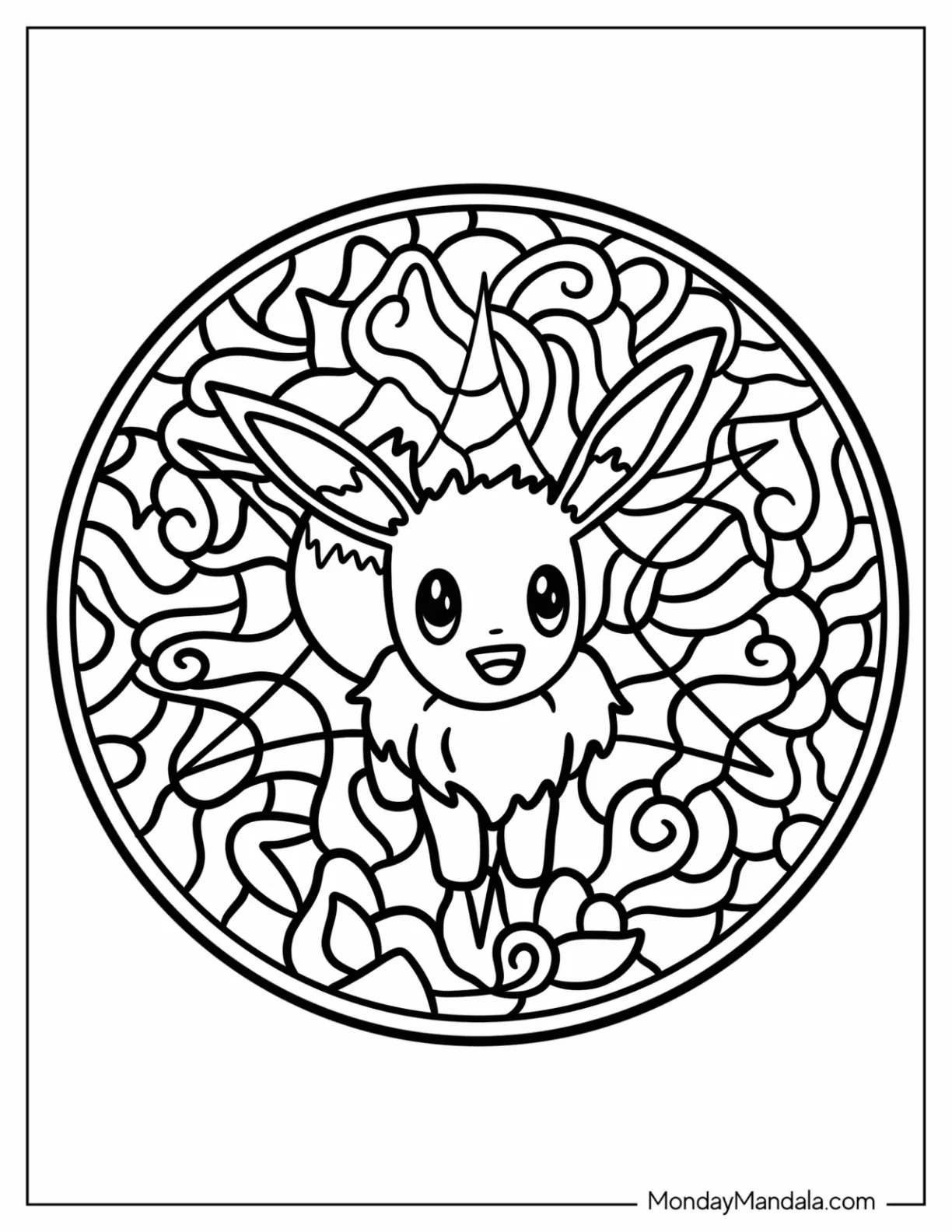 Simple Eevee Mandala coloring page
