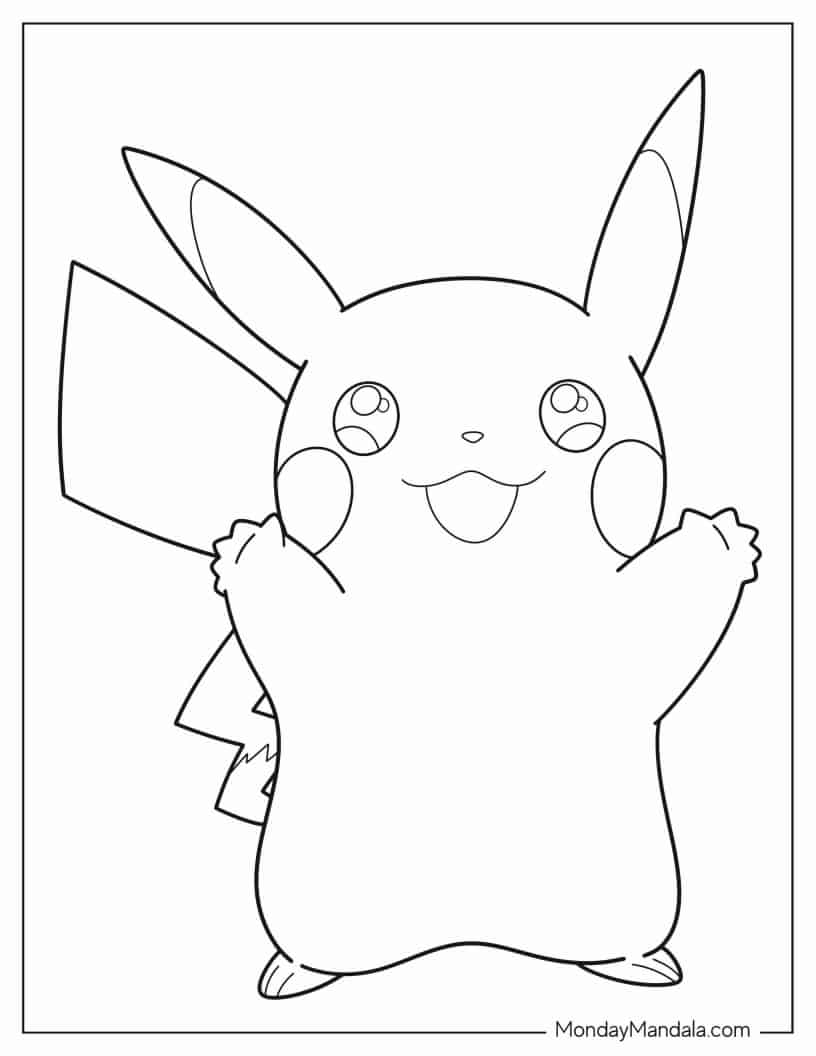 Simple Pikachu Outline For Kids Coloring In coloring page