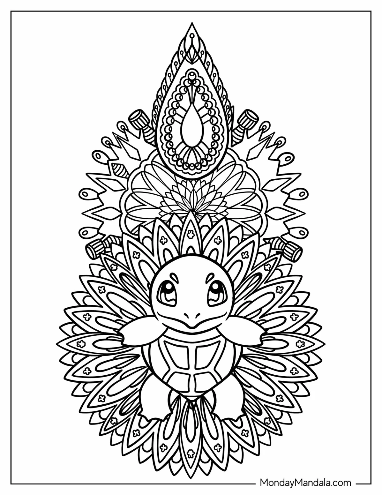 Squirtle Mandala Coloring Sheet For Kids coloring page