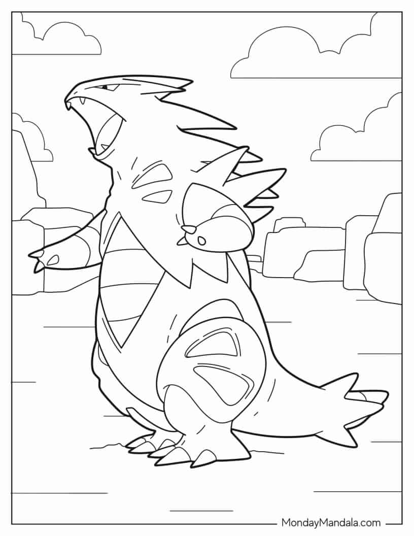 Tyranitar Roaring At Enemy coloring page