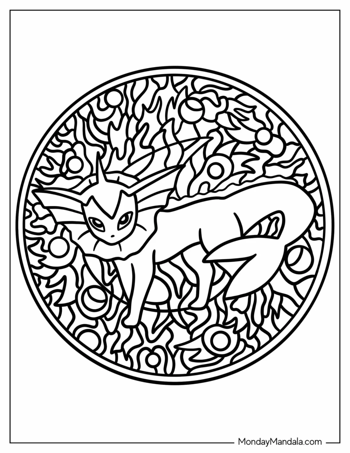 Vaporeon Mandala Coloring Page For Kids coloring page