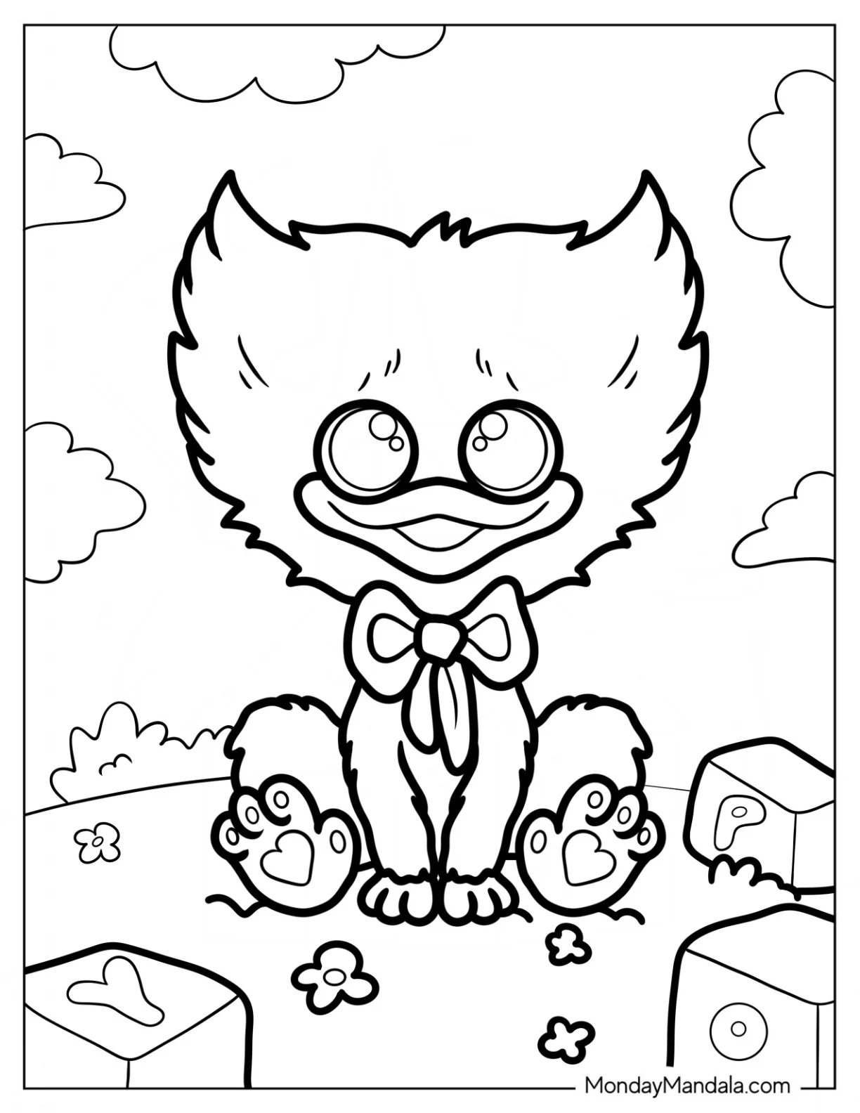 Poppy Playtime Coloring Page Of Kawaii Baby Huggy Wuggy For Preschoolers coloring page