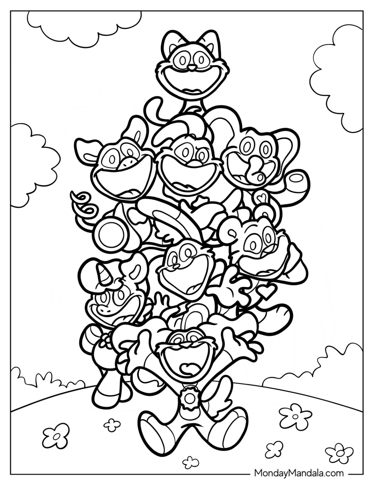 Poppy Playtime Coloring Page Of Poppy Playtime Smiling Critters coloring page