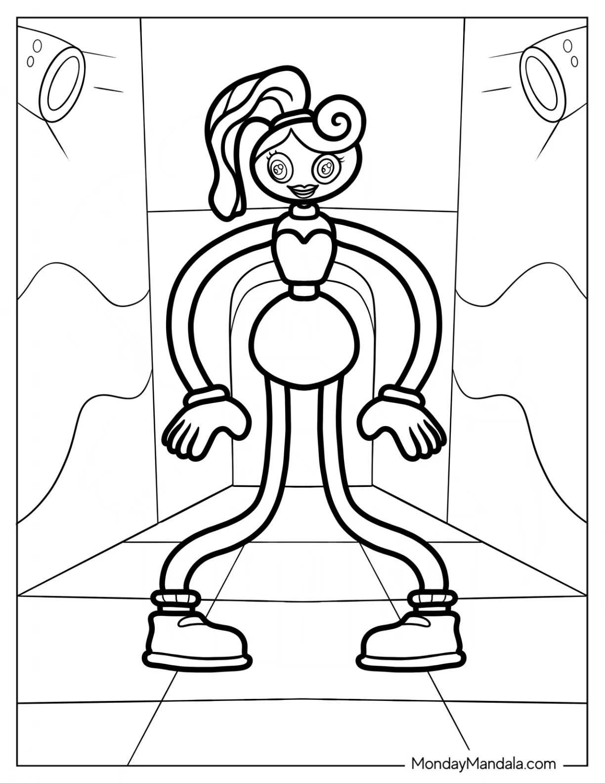 Poppy Playtime Coloring Page Of Simple Mommy Long Legs For Preschoolers coloring page