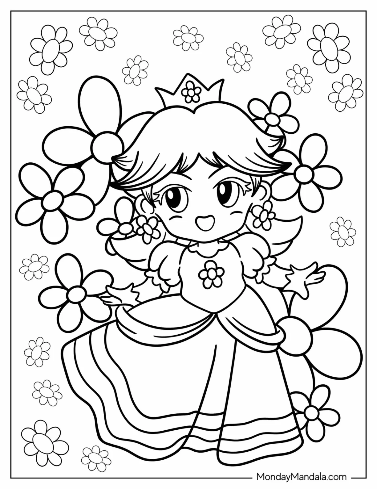 Chibi Anime Princess Daisy Coloring Page For Kids coloring page