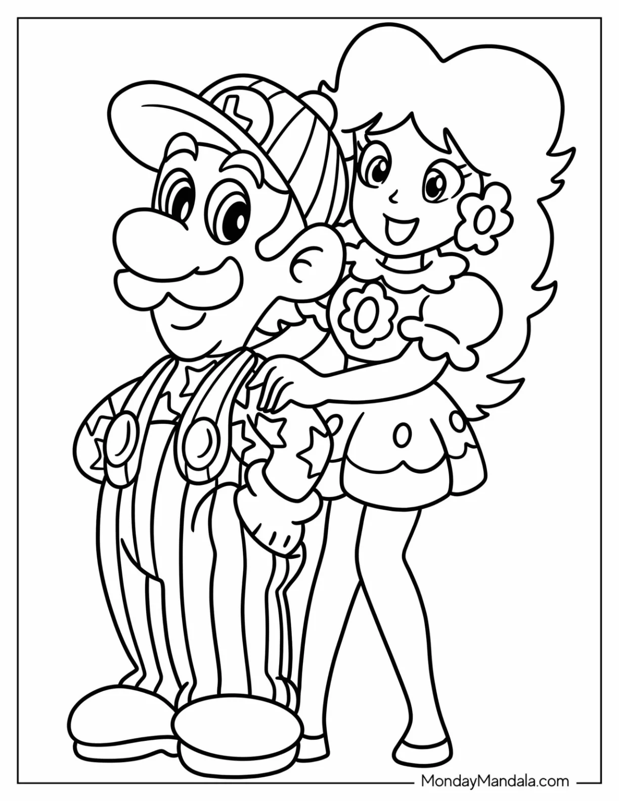 Easy Princess Daisy Coloring Page And Luigi For Kids coloring page