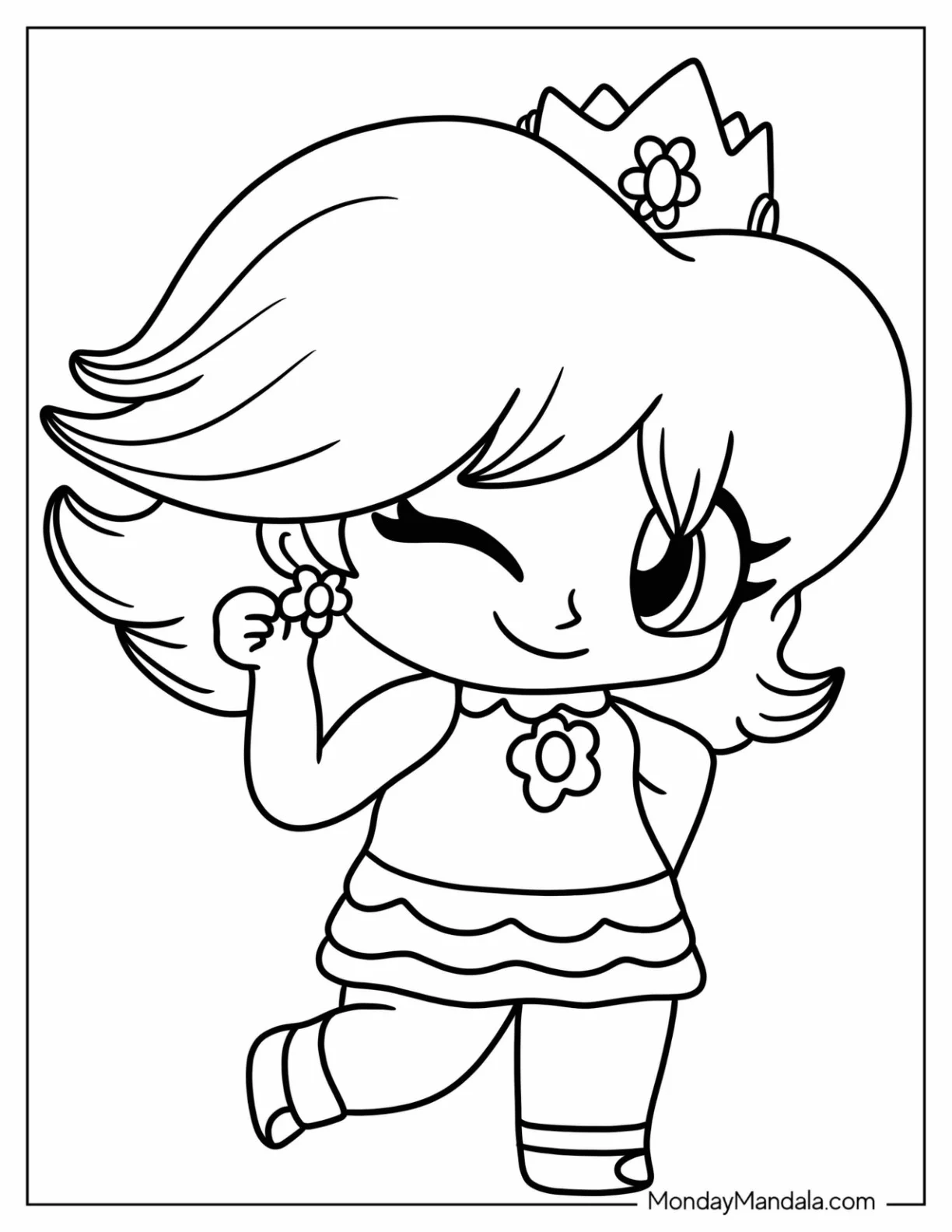 Princess Daisy Coloring Page In Cute Tennis Outfit coloring page