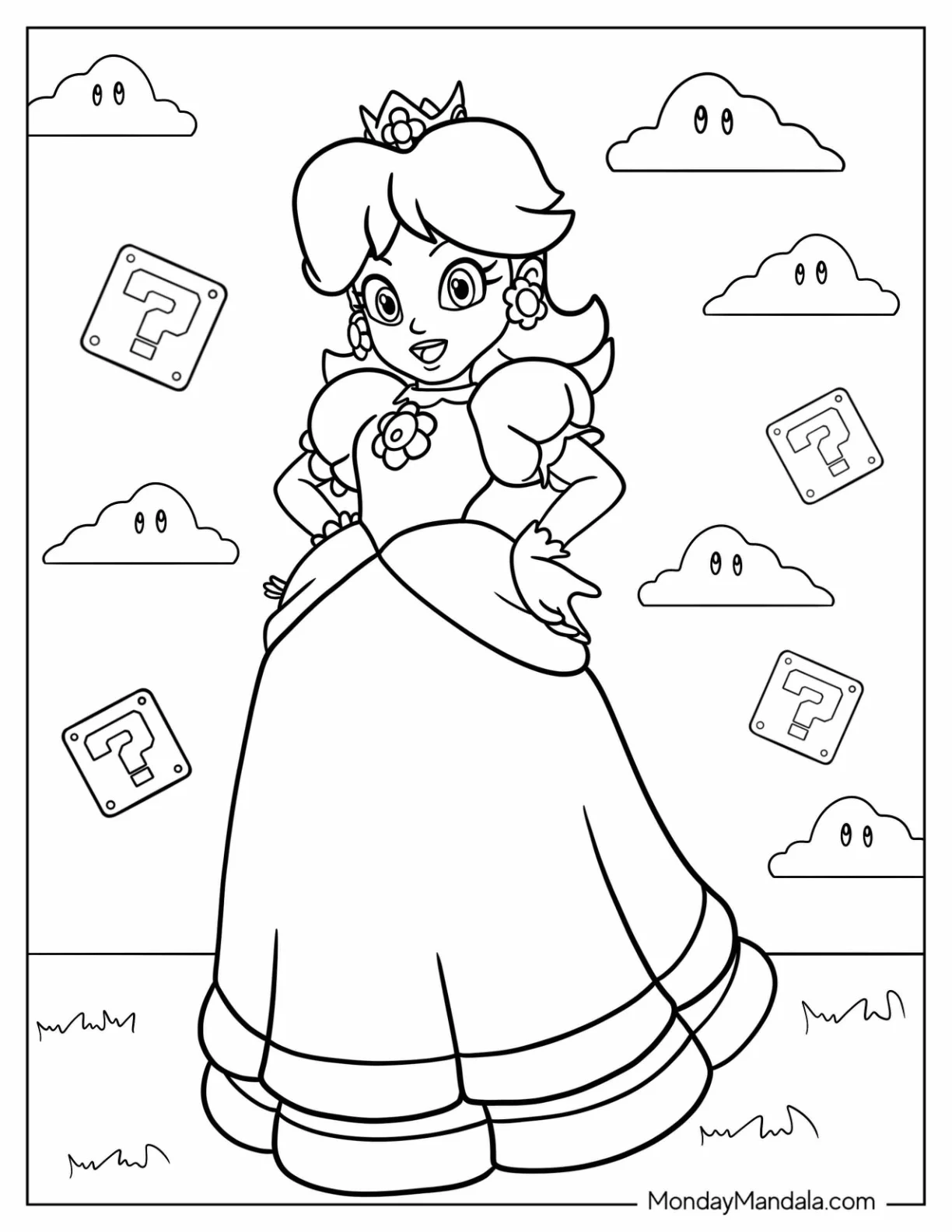 Simple Princess Daisy Coloring Page coloring page