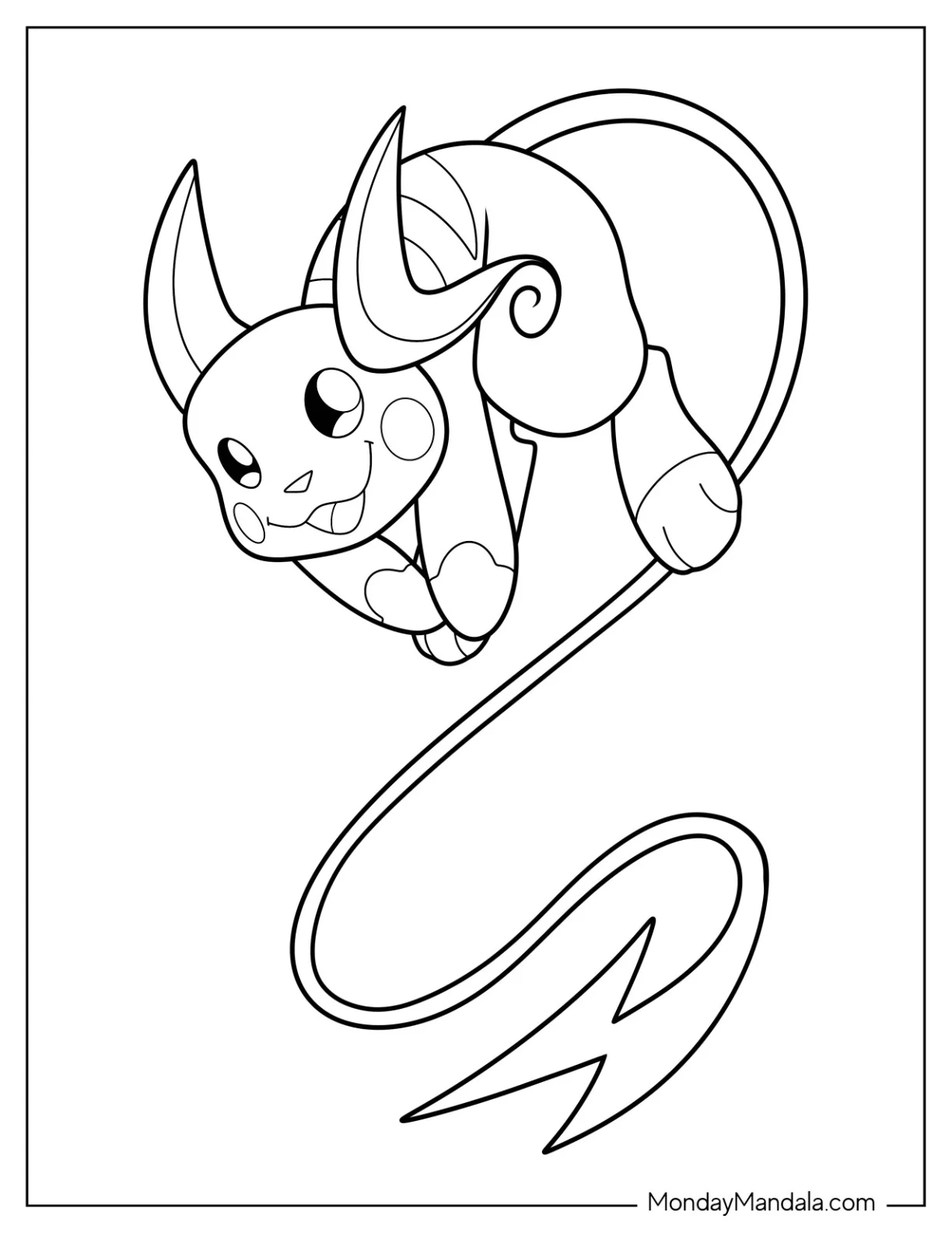 Alolan Raichu Coloring Page Using Tail To Attack coloring page