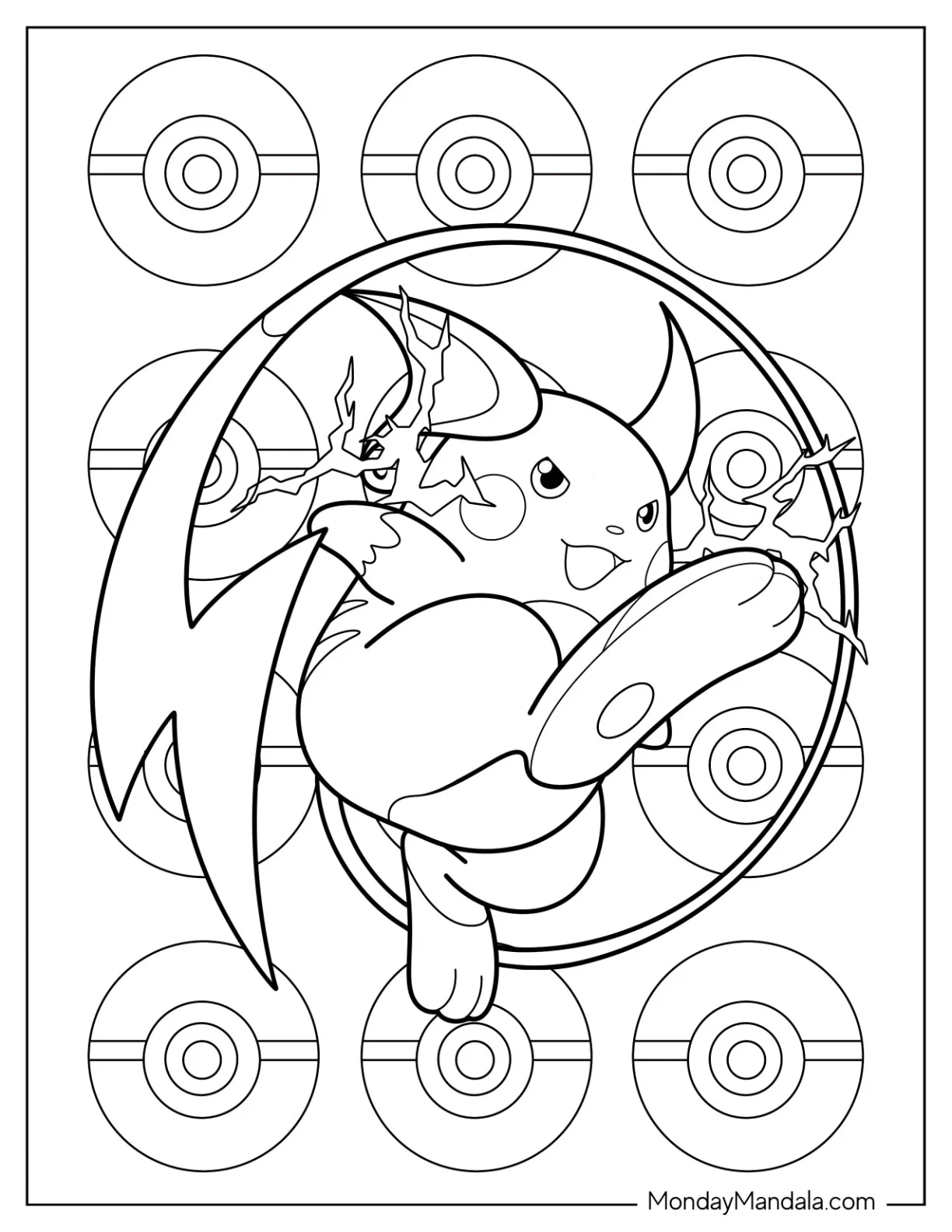 Cool Raichu Coloring Page With Lightning Cheeks coloring page