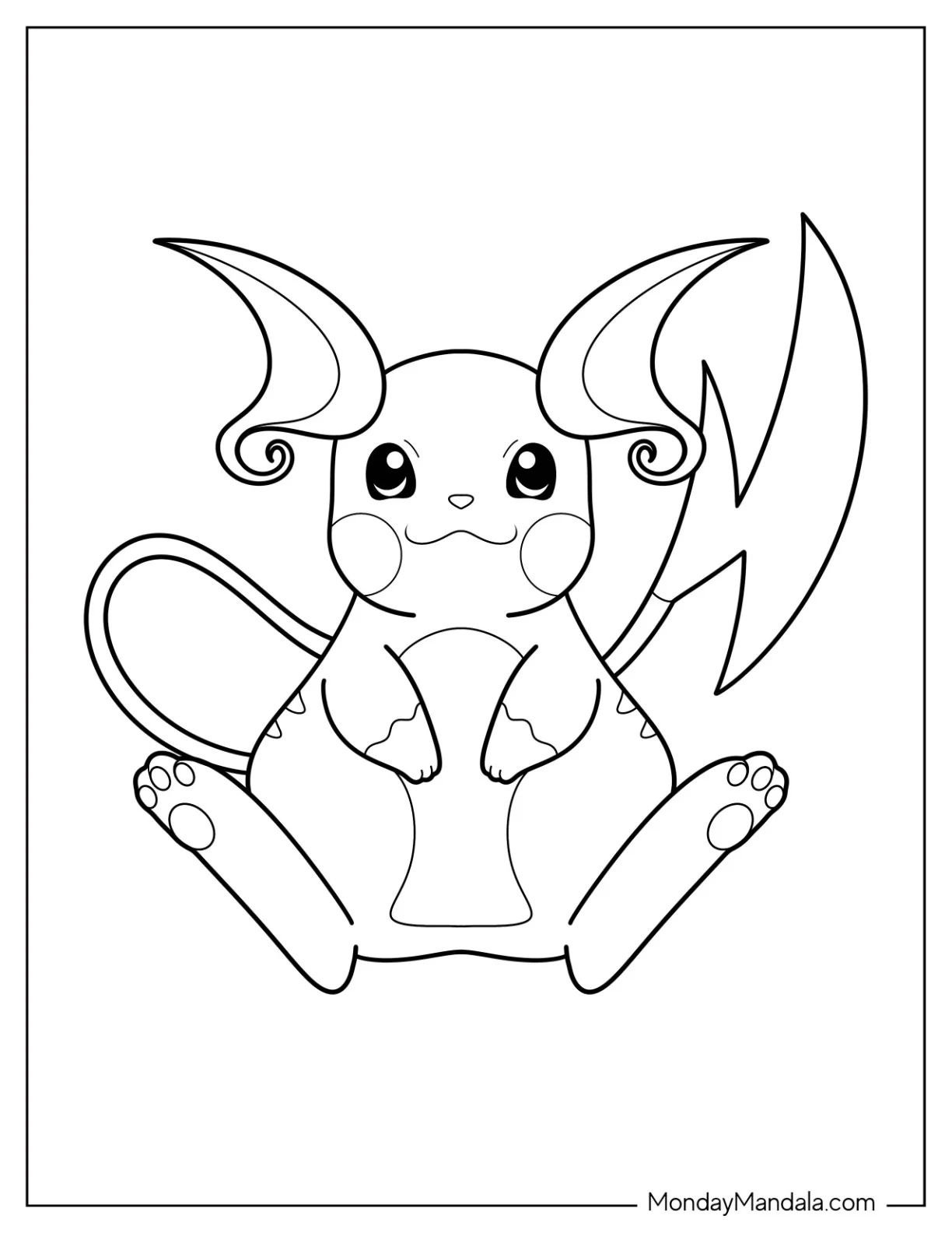 Cute Alolan Raichu Coloring Page For Preschoolers coloring page