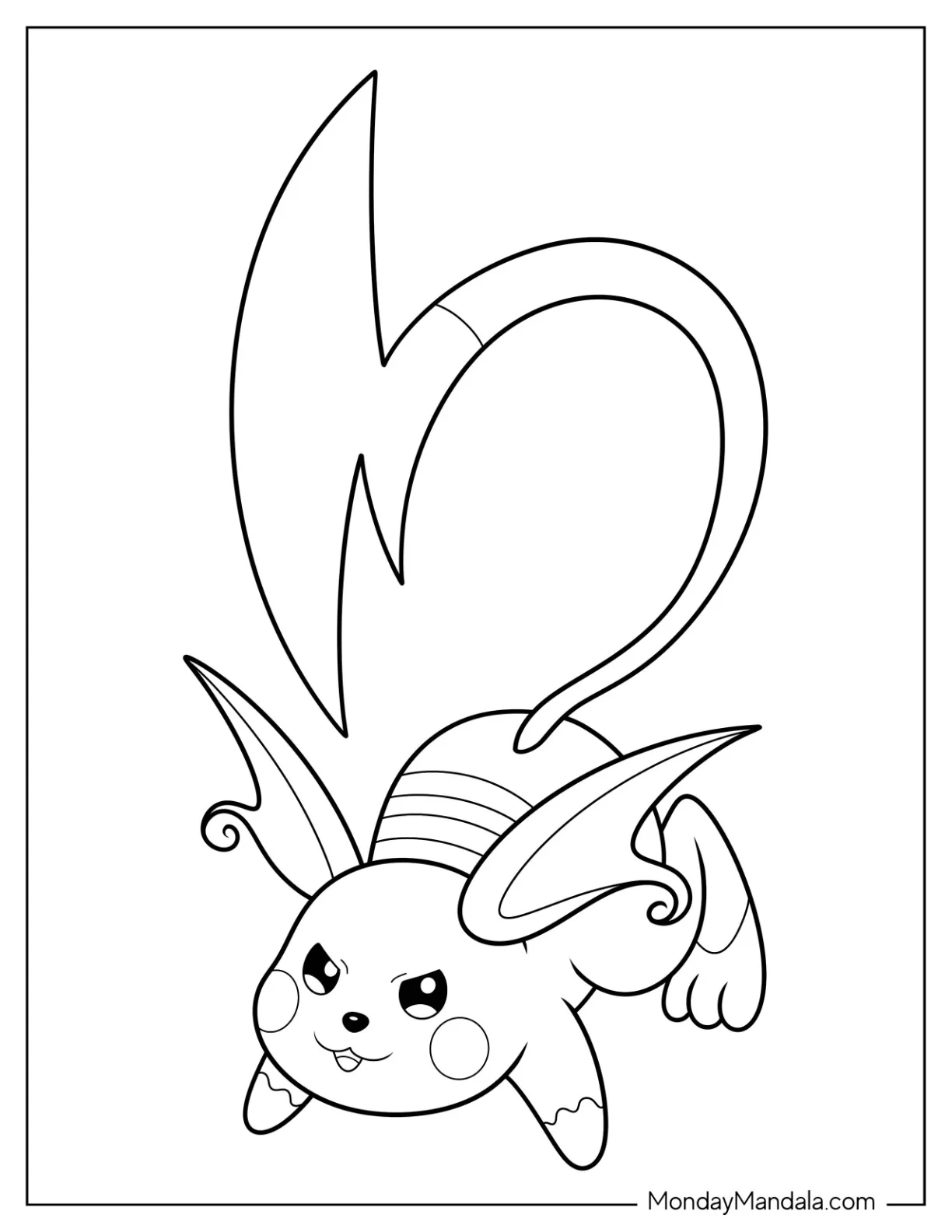 Easy Alolan Raichu Coloring Page For Preschoolers coloring page