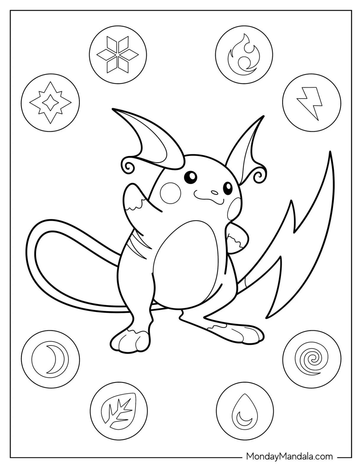 Raichu Coloring Page Waving For Kids coloring page