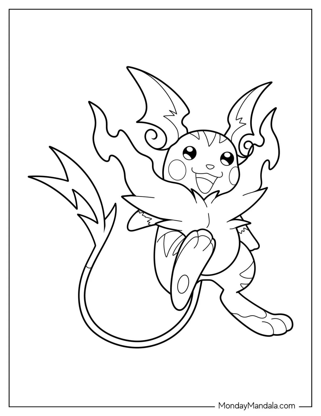 Shiny Mega Raichu Coloring Page Outline coloring page