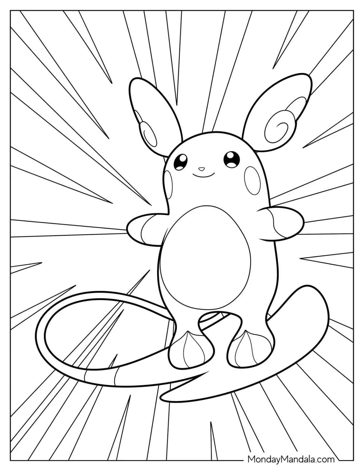 Simple Alolan Raichu Coloring Page coloring page