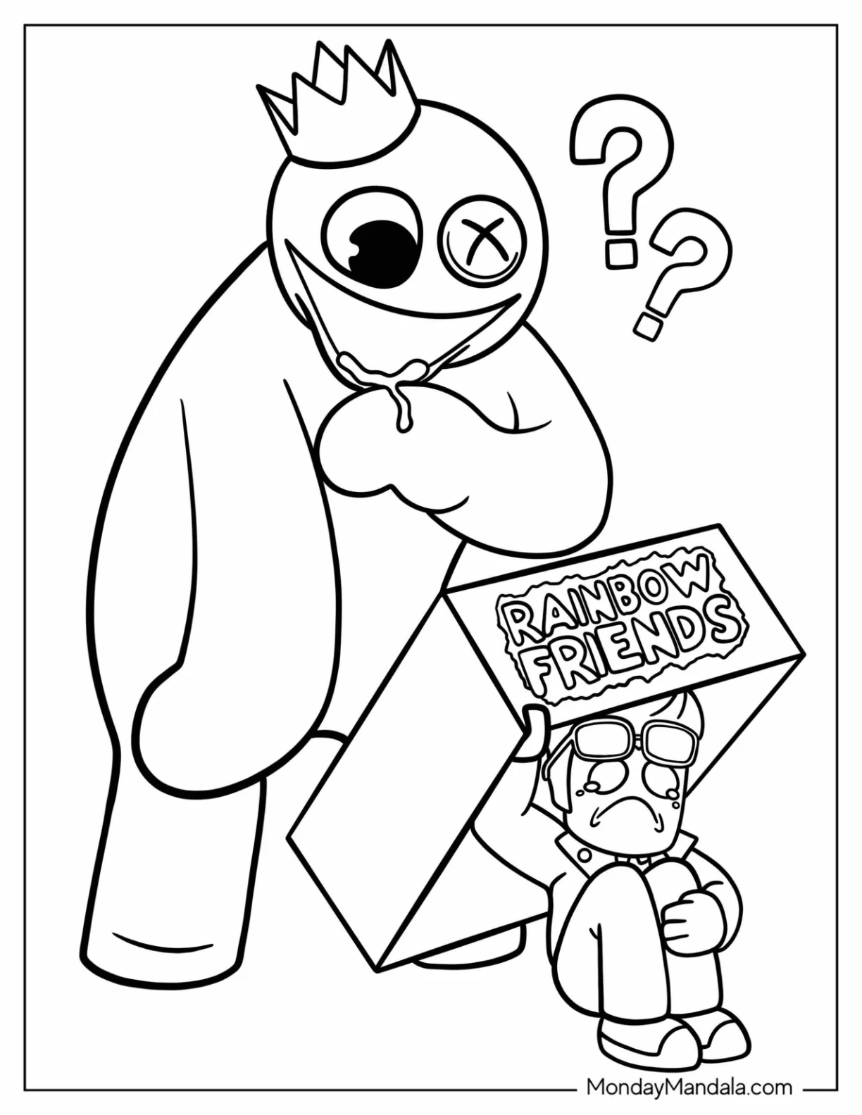 Blue Rainbow Friends Coloring Page Drooling Over Roblox Spy coloring page