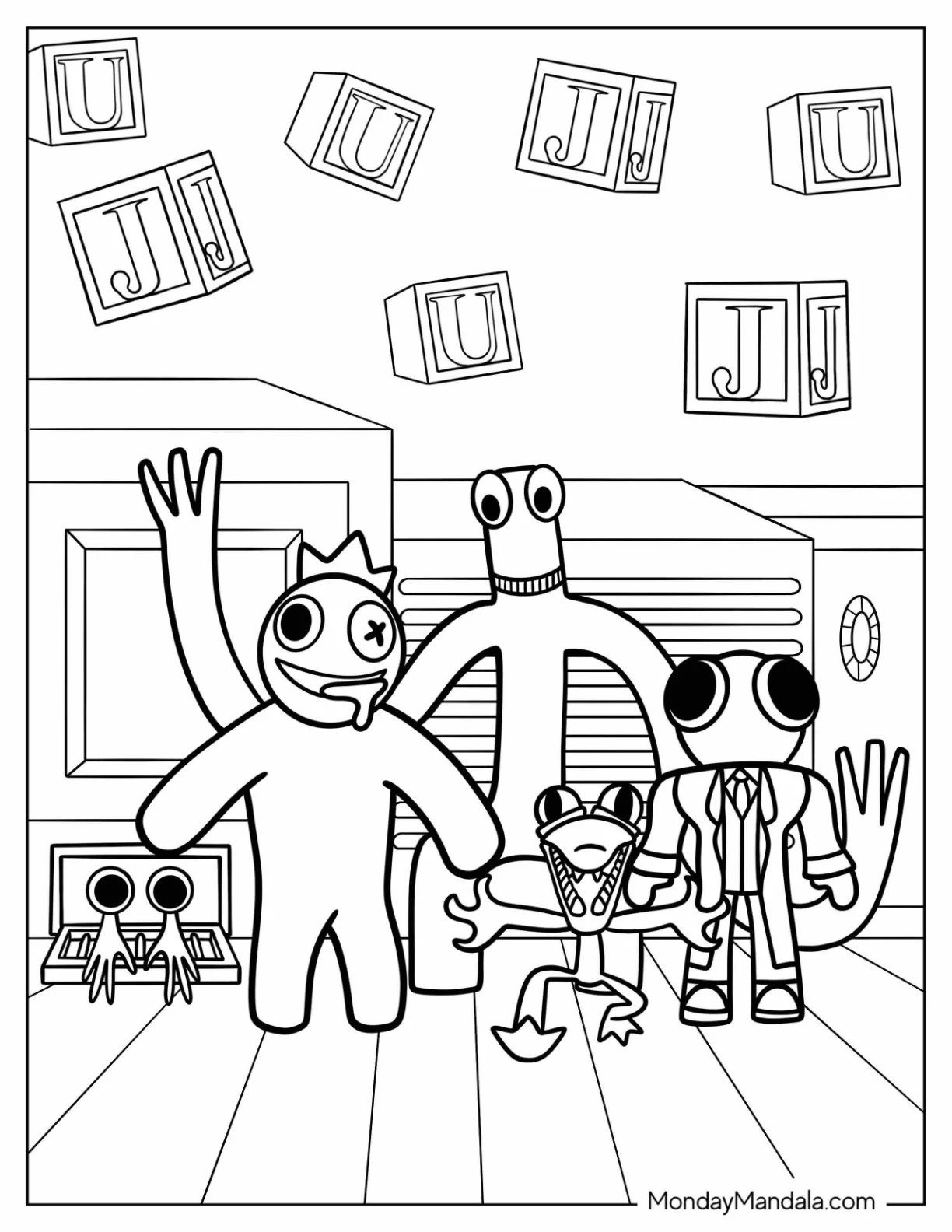 Creepy Rainbow Friends Coloring Page coloring page