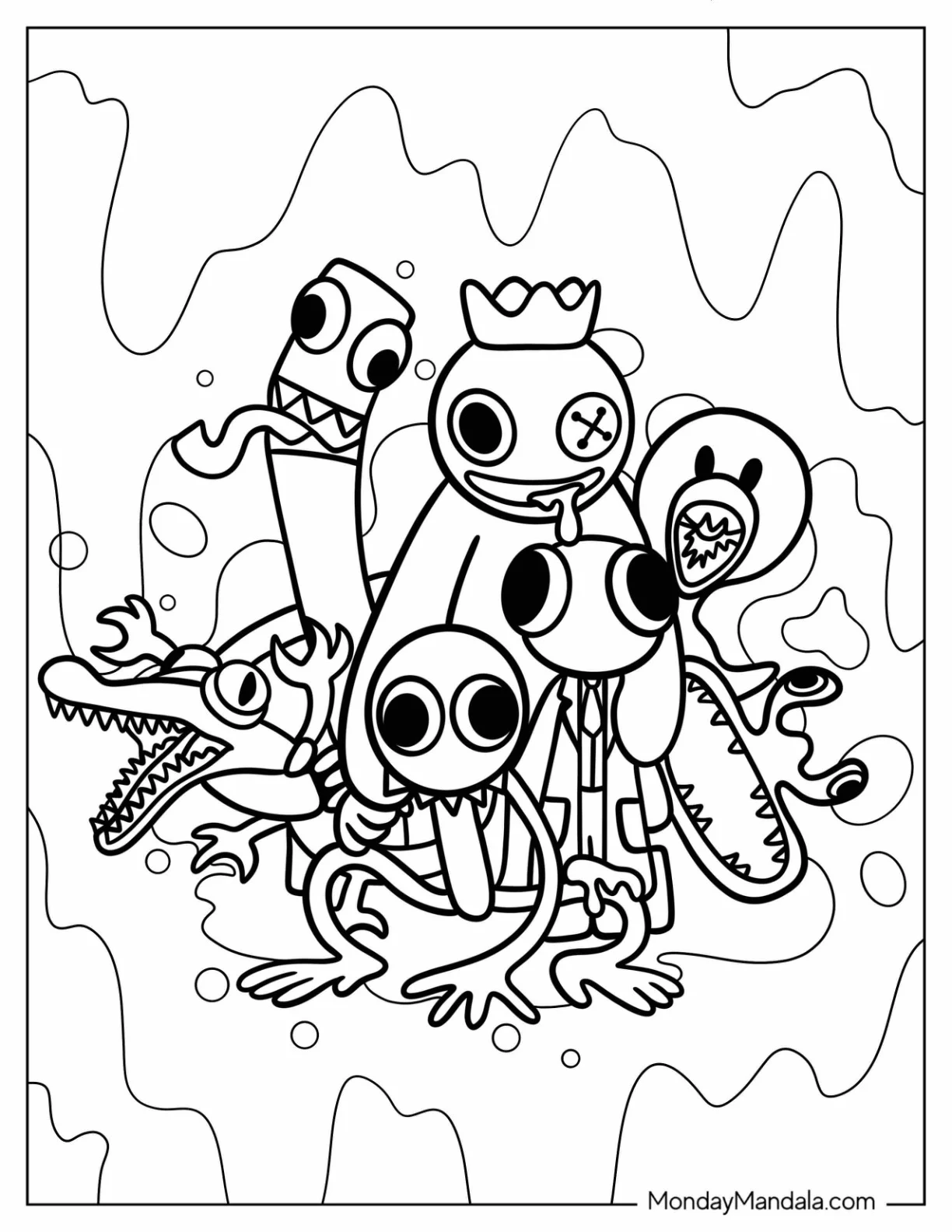 Detailed Rainbow Friends Coloring Page Poster coloring page