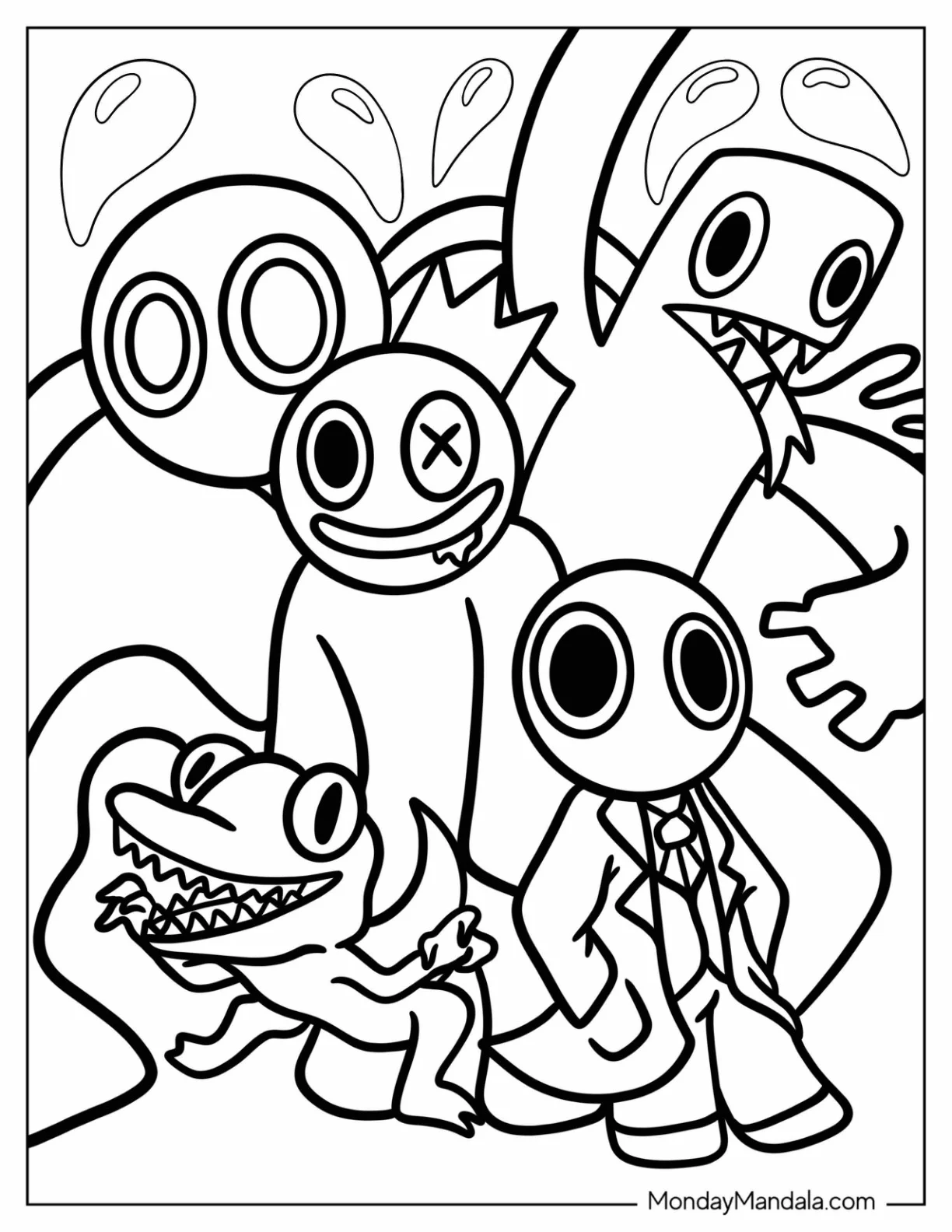 Easy Full Page Rainbow Friends Coloring Page Poster For Kids coloring page
