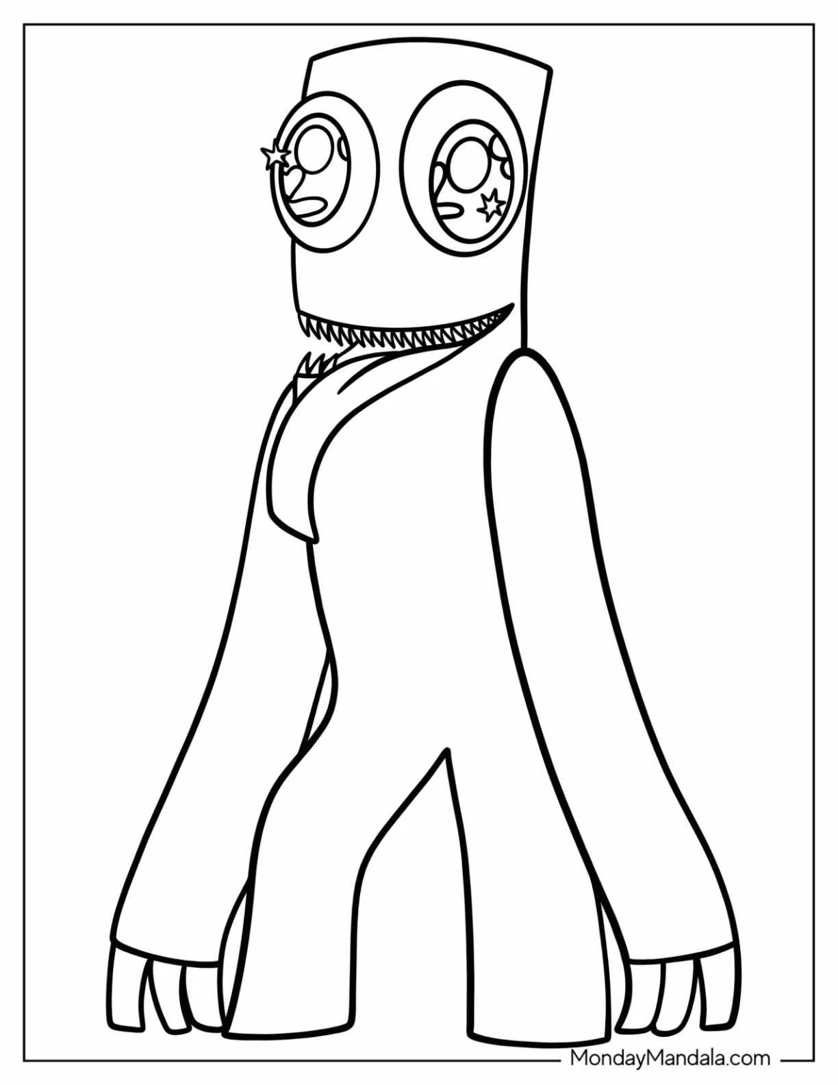 Green Rainbow Friends Coloring Page With Sparkling Eyes And Tongue Out coloring page