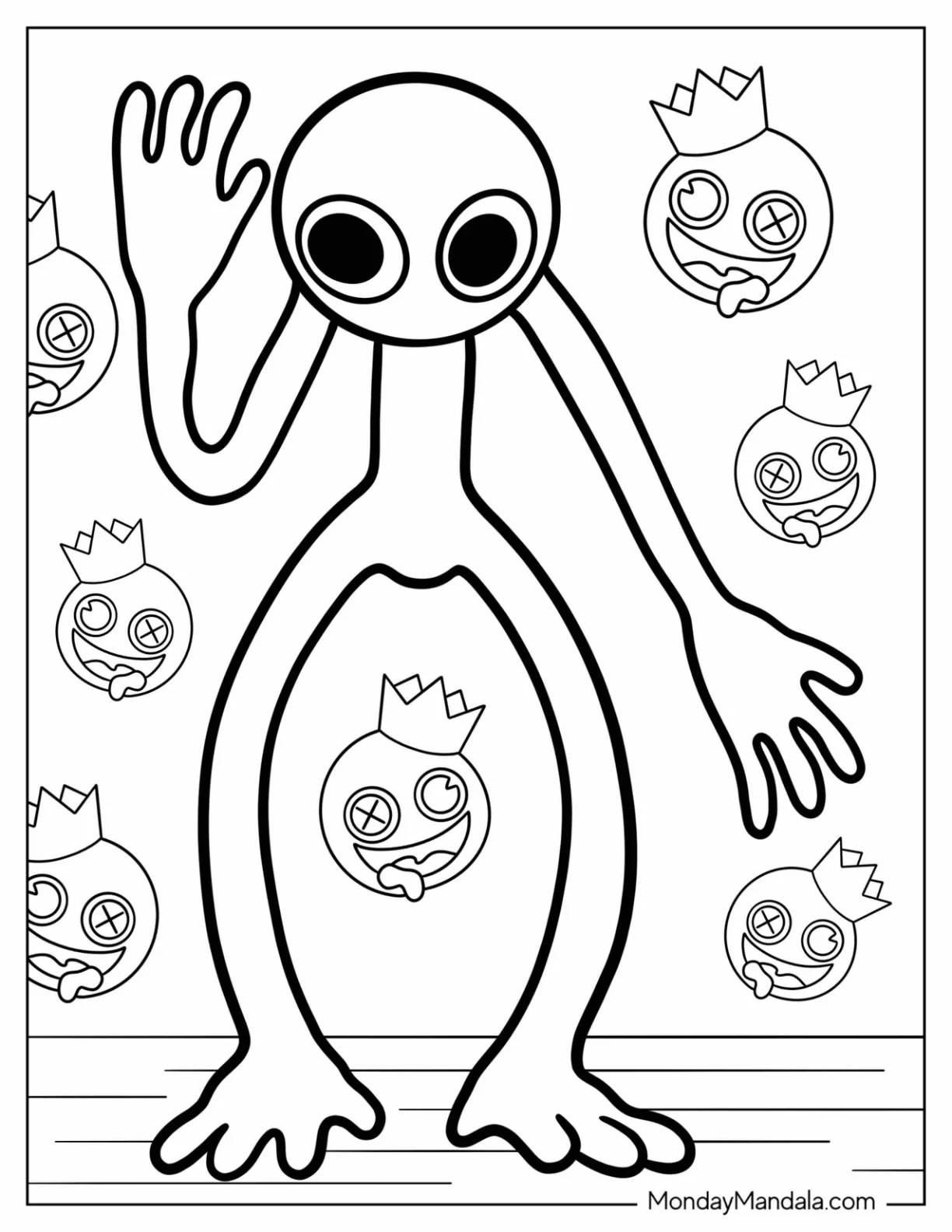 Simple Purple Rainbow Friends Coloring Page Waving coloring page