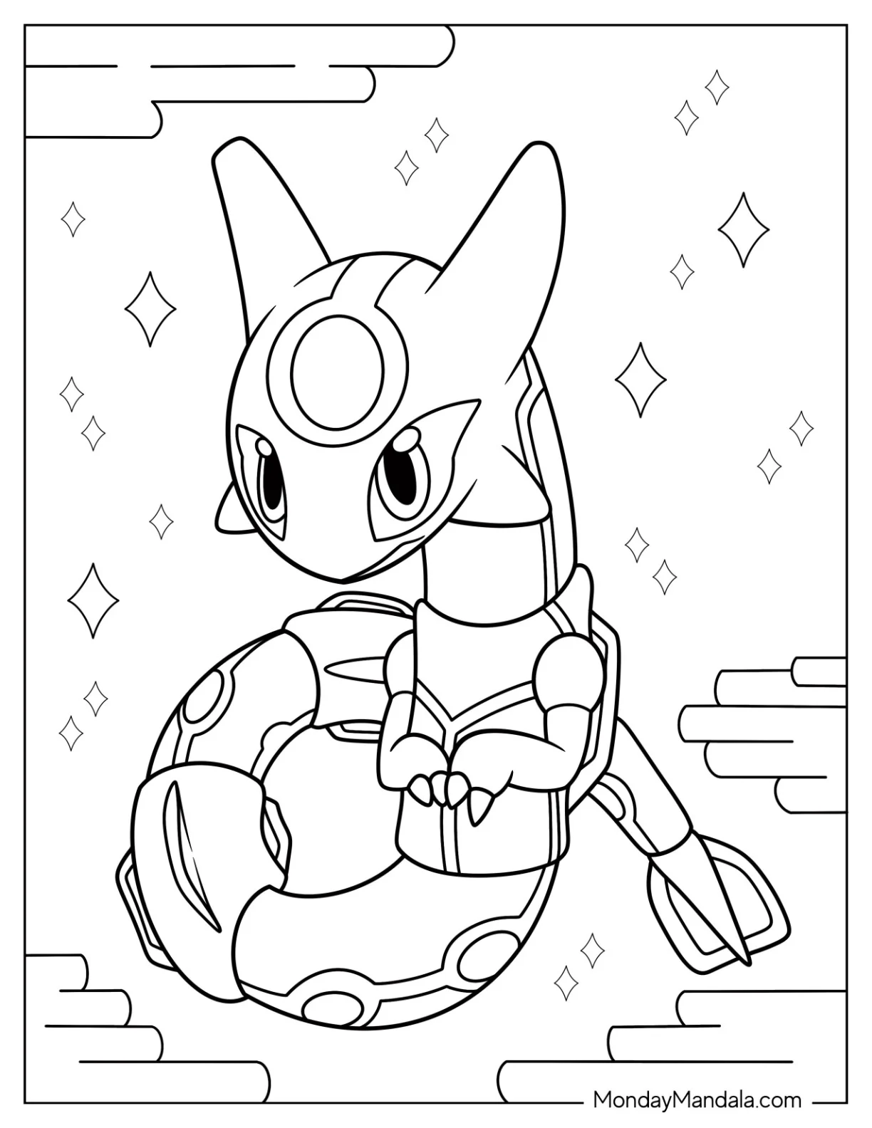 Cute Rayquaza Coloring Page For Preschoolers coloring page