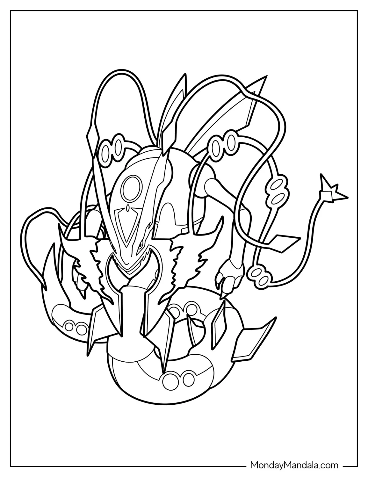 Easy Outline Of Rayquaza Coloring Page For Kids coloring page