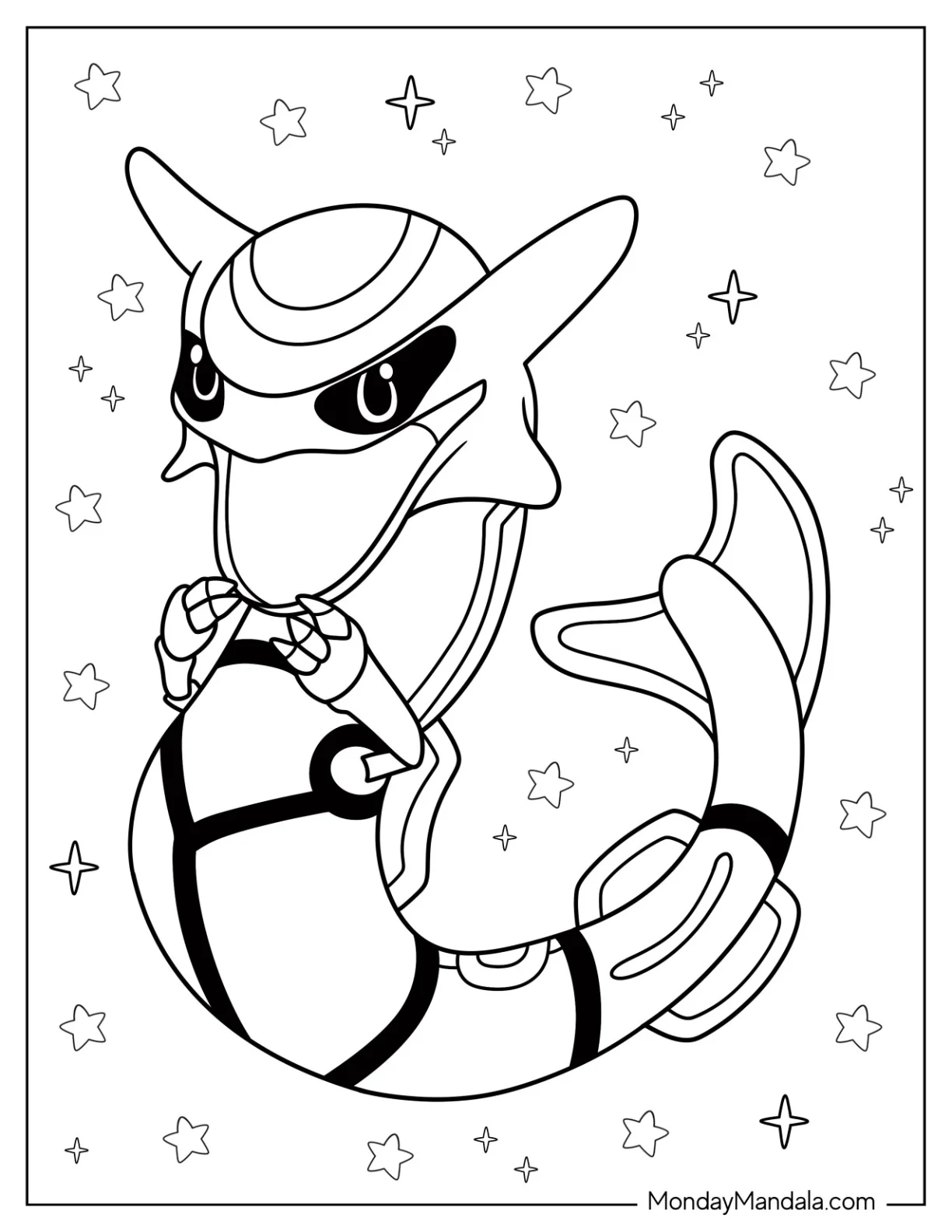 Kawaii Rayquaza Coloring Page For Kids coloring page