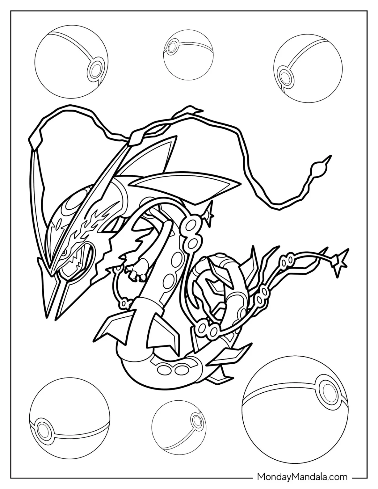 Mega Rayquaza Coloring Page In The Air coloring page