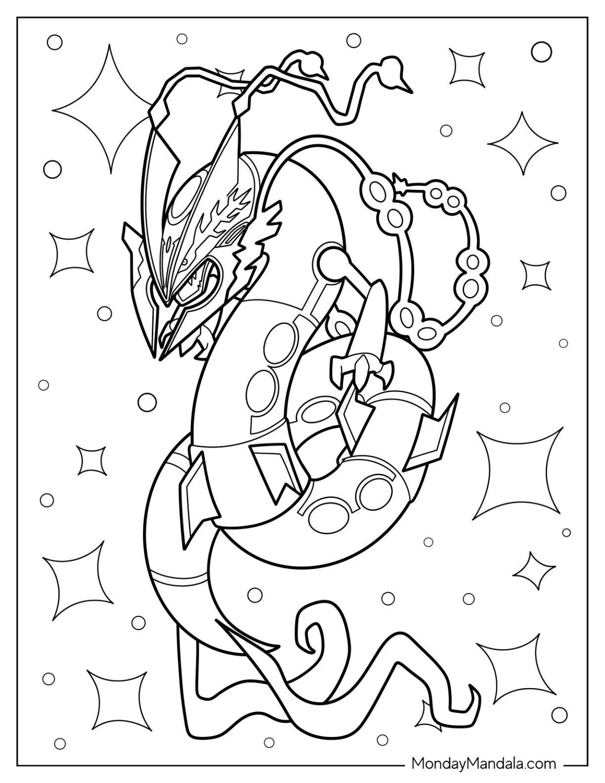 Mega Rayquaza Coloring Page coloring page — printable line art