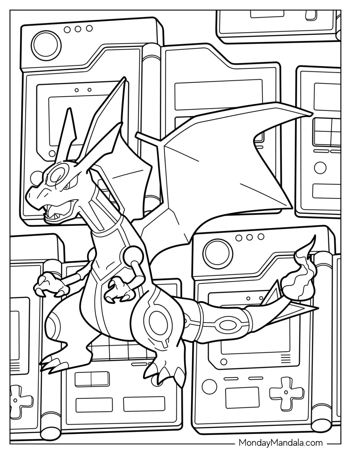 Rayquaza Coloring Page Charizard Mix coloring page — printable line art