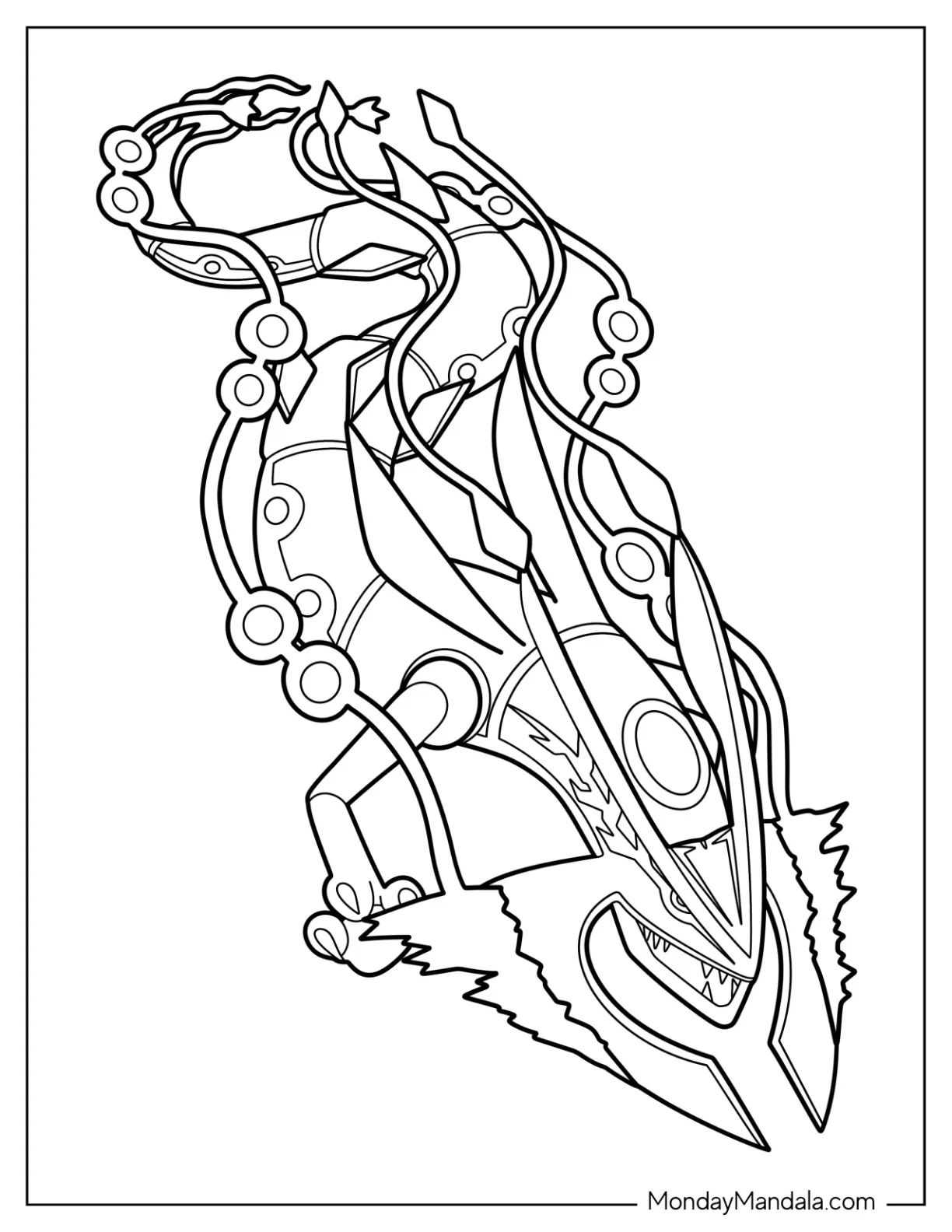 Ultimate Rayquaza Coloring Page Outline coloring page