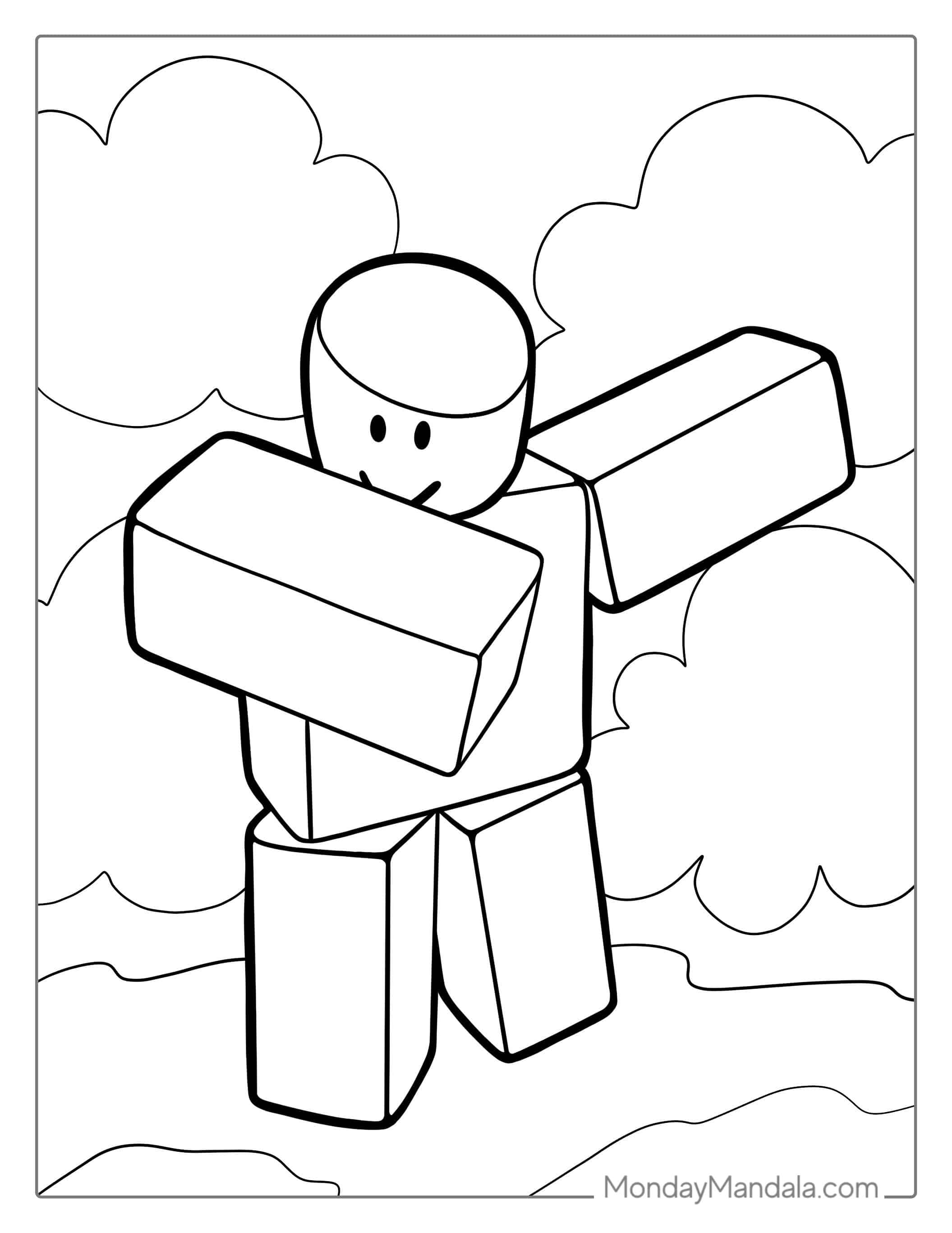 Dabbing Roblox Guy Coloring Page For Kids coloring page