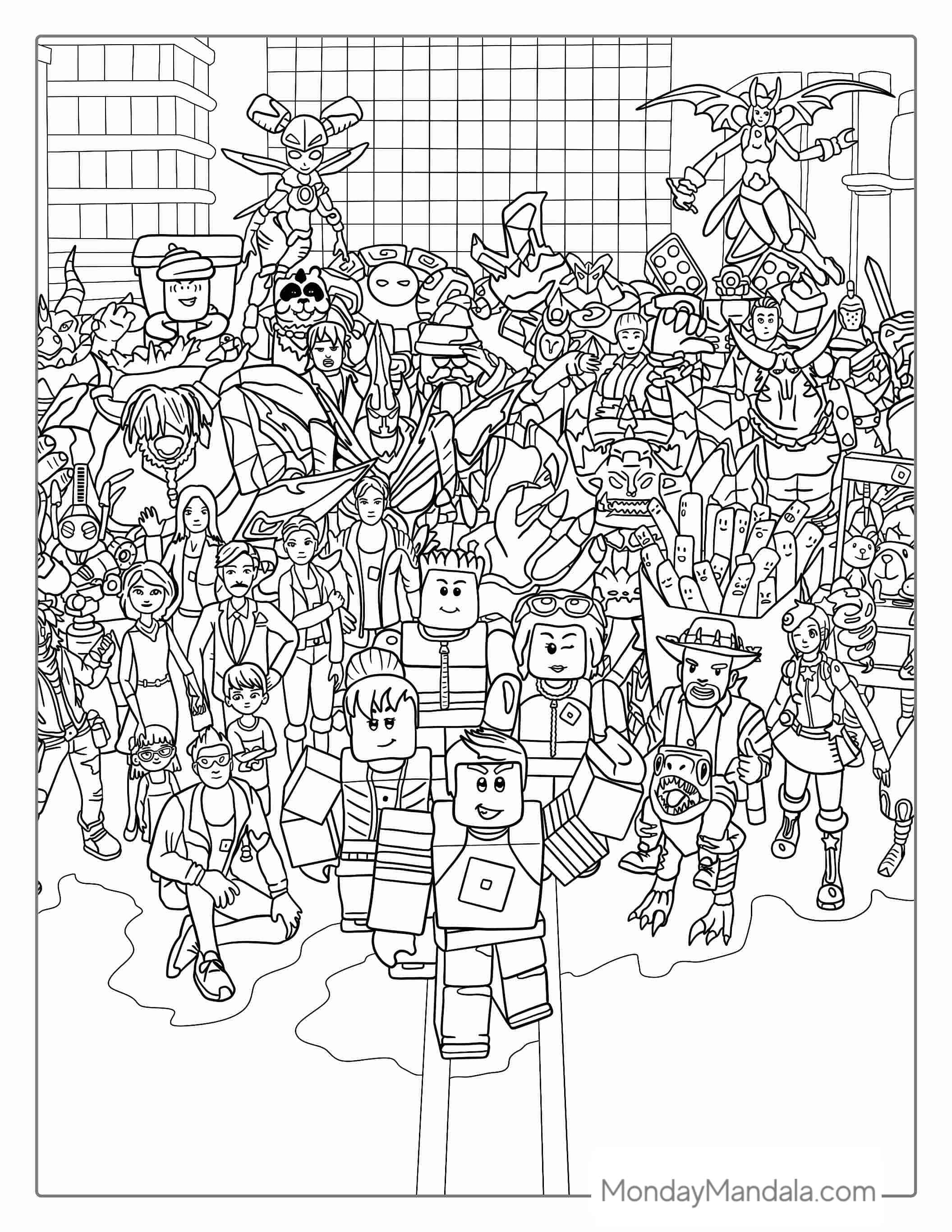 Detailed Roblox Characters To Color coloring page