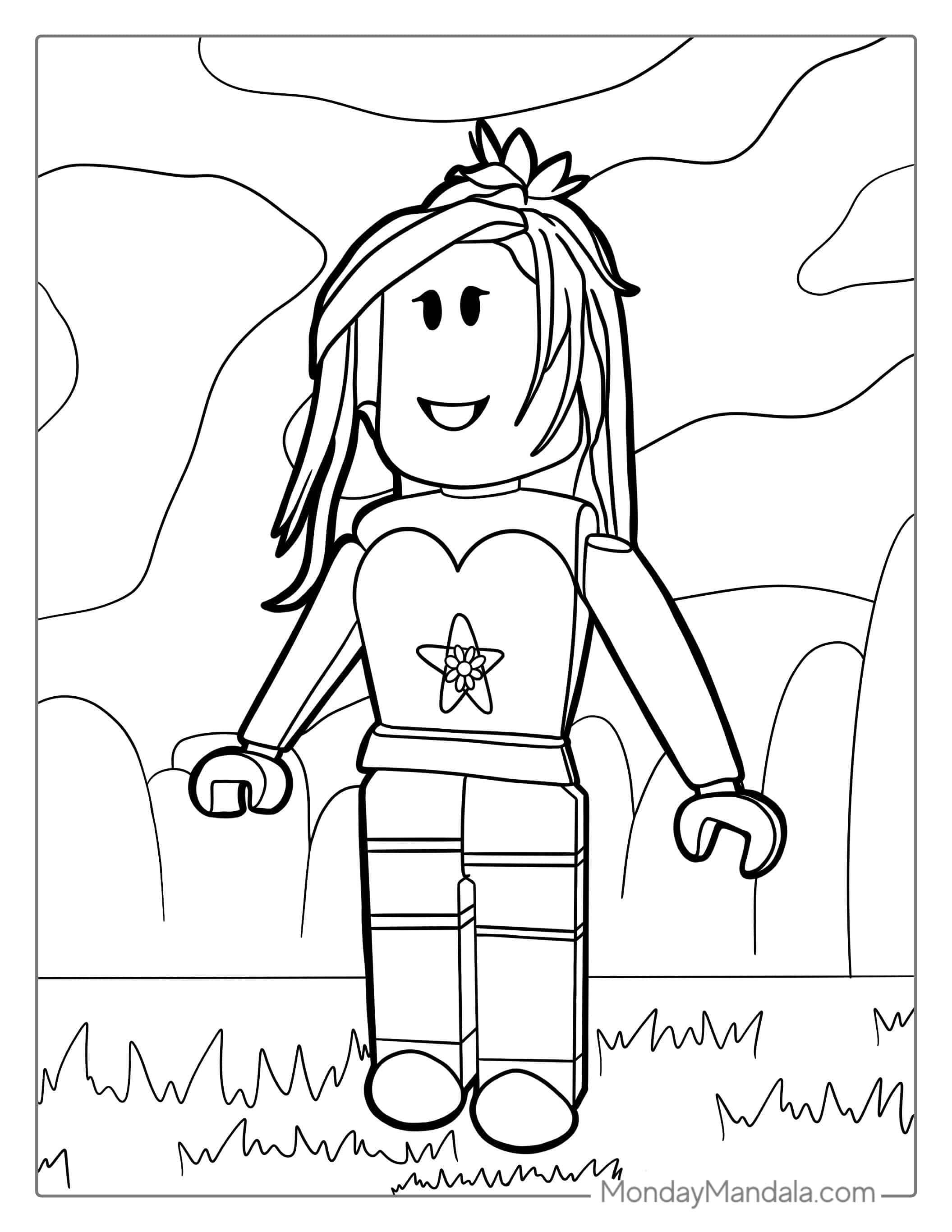 Girl Roblox Character Coloring Page coloring page