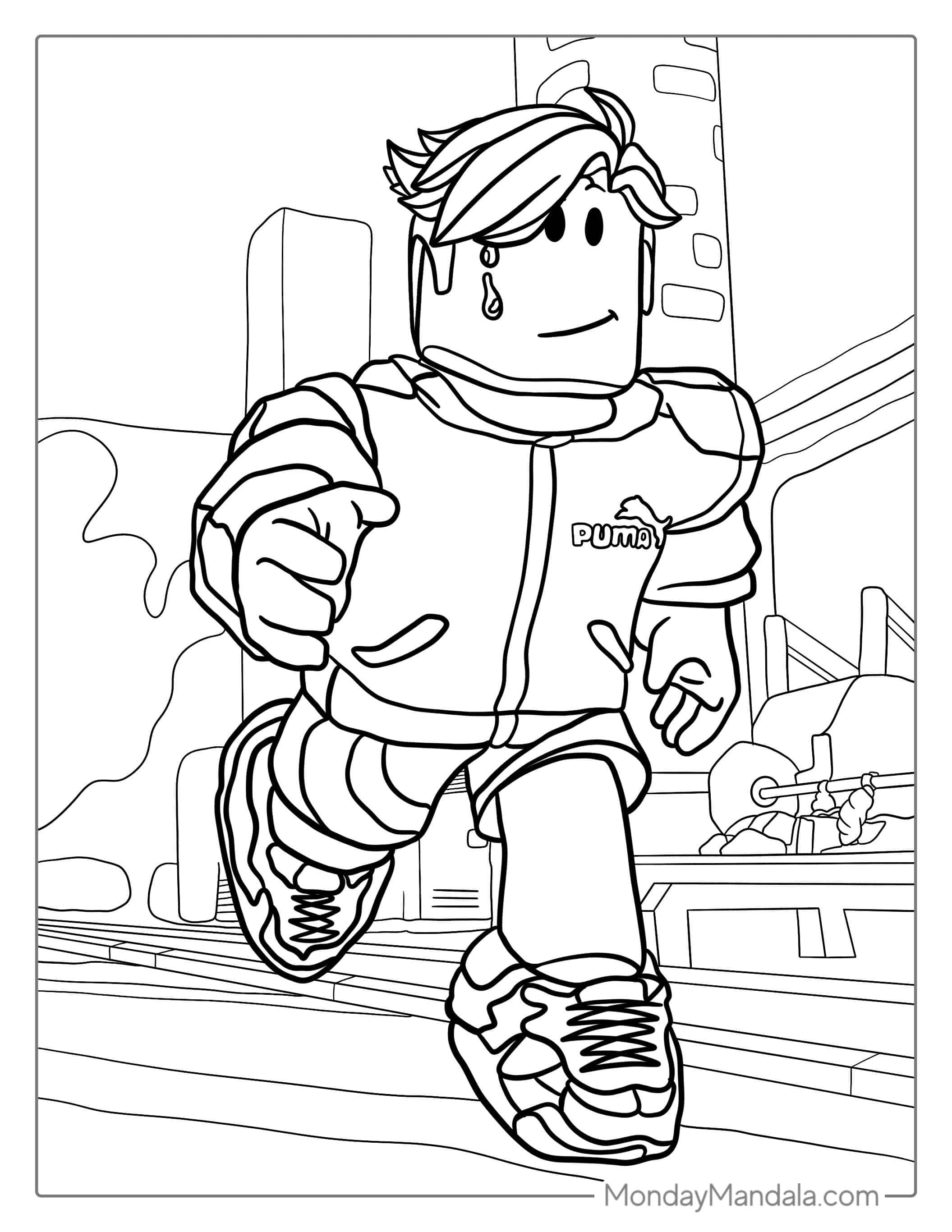 Roblox Character Running Wearing Puma coloring page