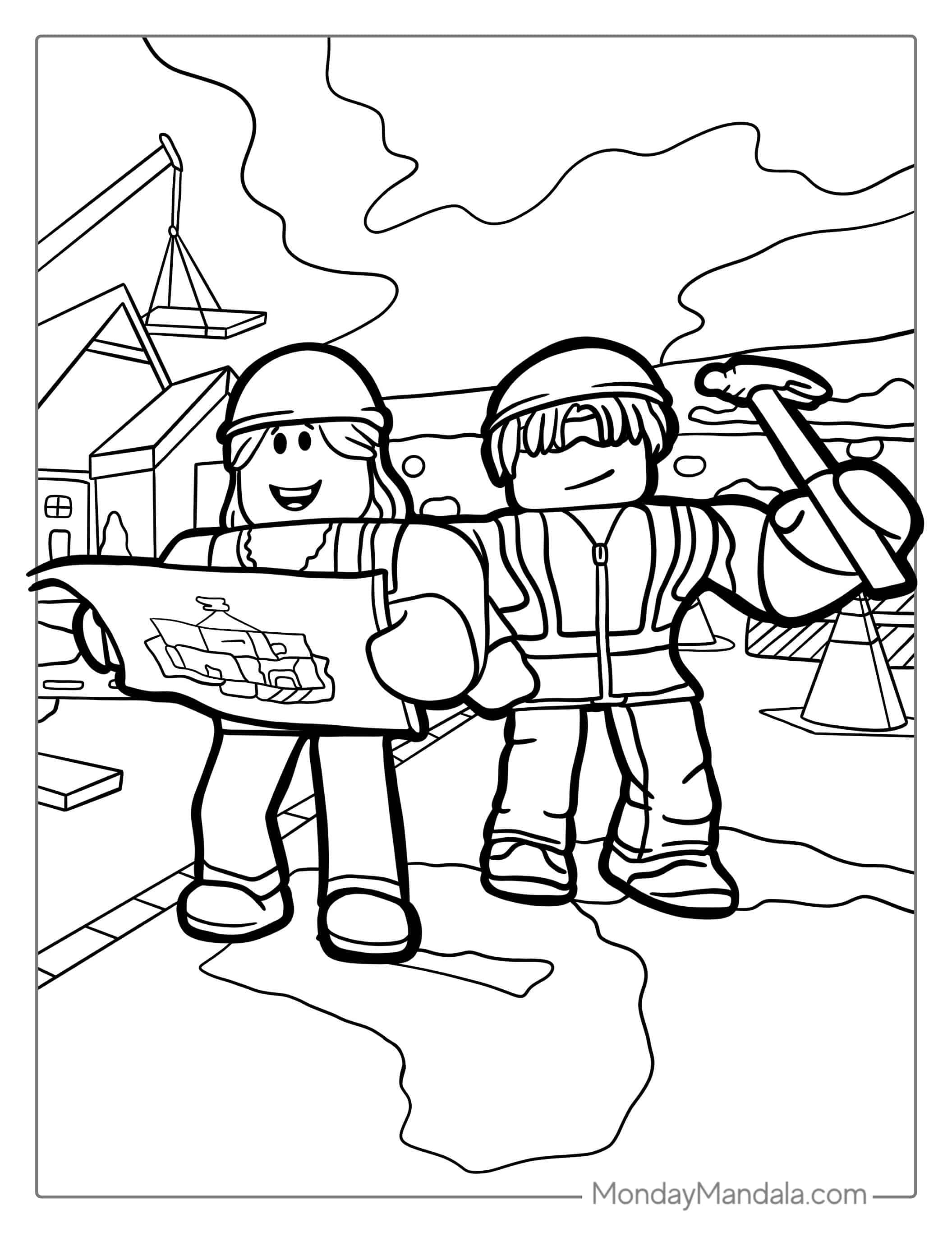 Roblox Construction Skins Coloring Sheet coloring page