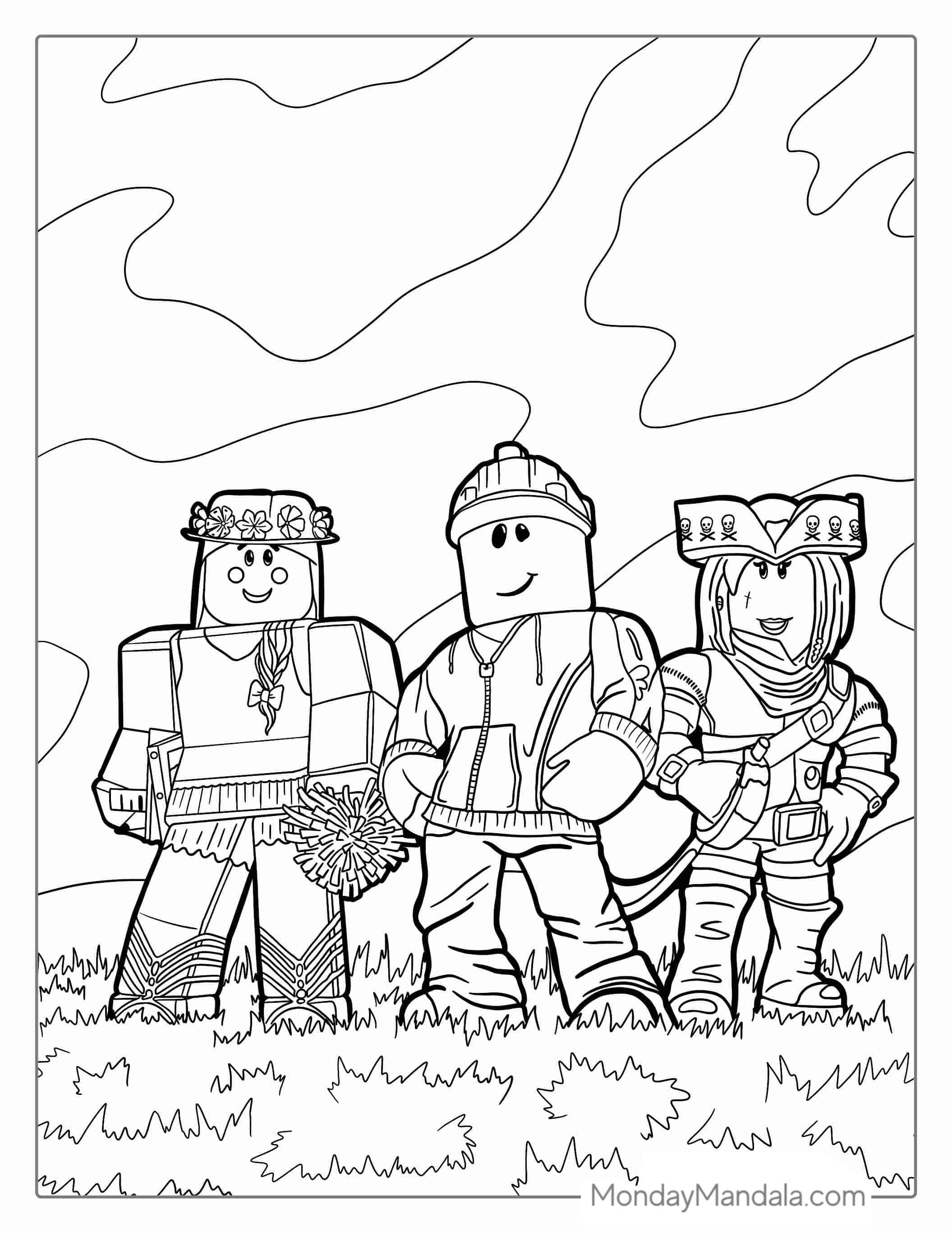 Roblox Game Characters Coloring Page coloring page — printable line art