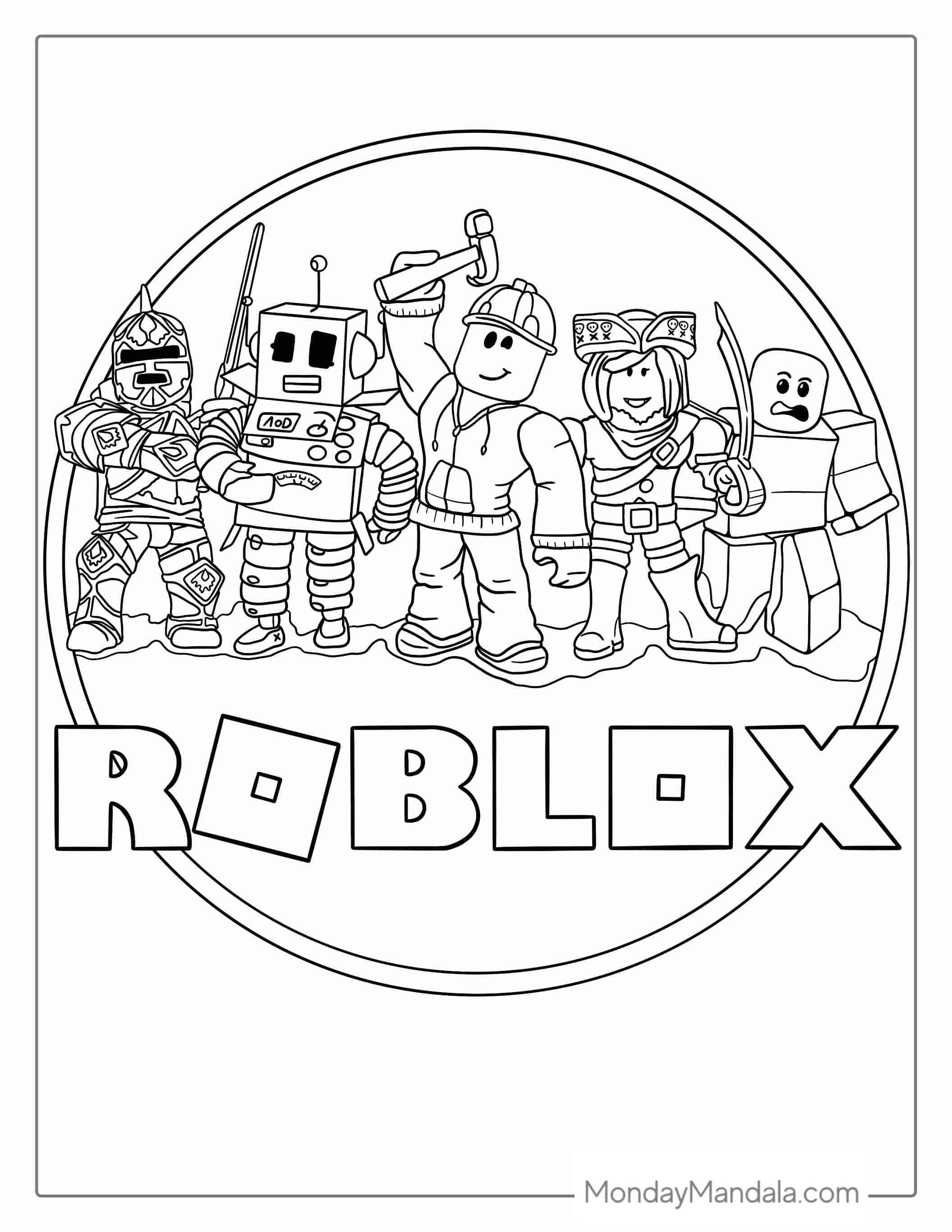Roblox Logo Coloring Page For Kids coloring page — printable line art