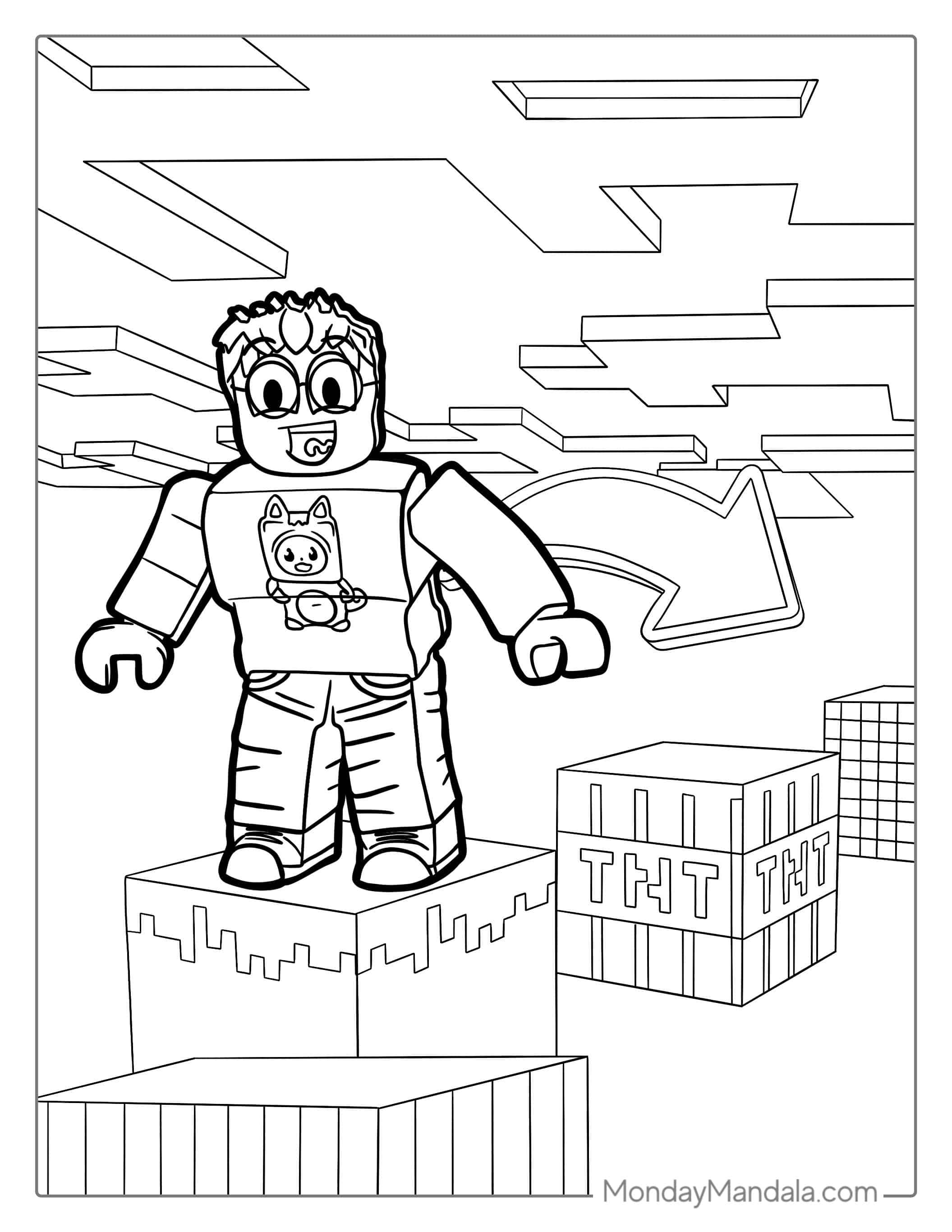 Roblox Minecraft Coloring Page For Kids coloring page — printable line art